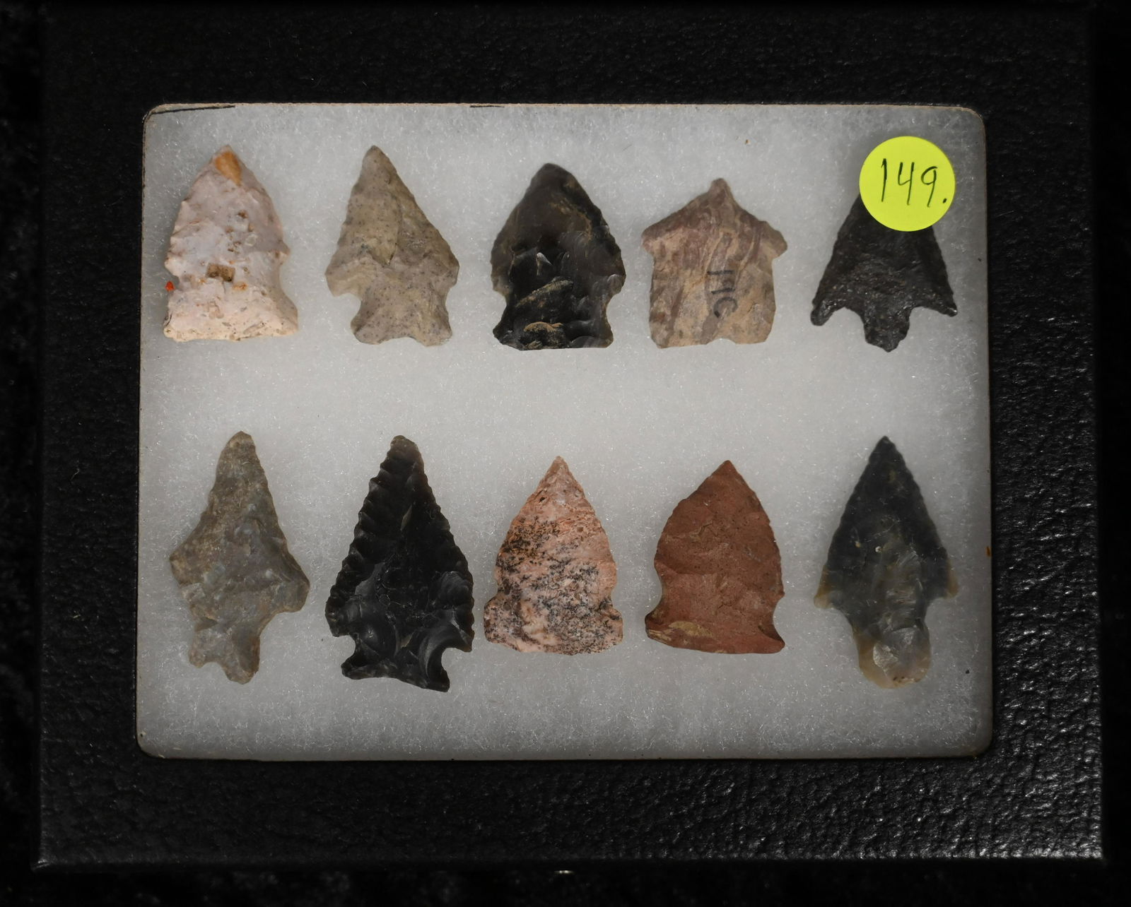 10 Arrowheads Found in Ohio The longest is 1 3/8": 10 Arrowheads Found in Ohio The longest is 1 3/8" Ex: John Bennett Collection. The 4 1/2" x 5 1/2" frame is included.