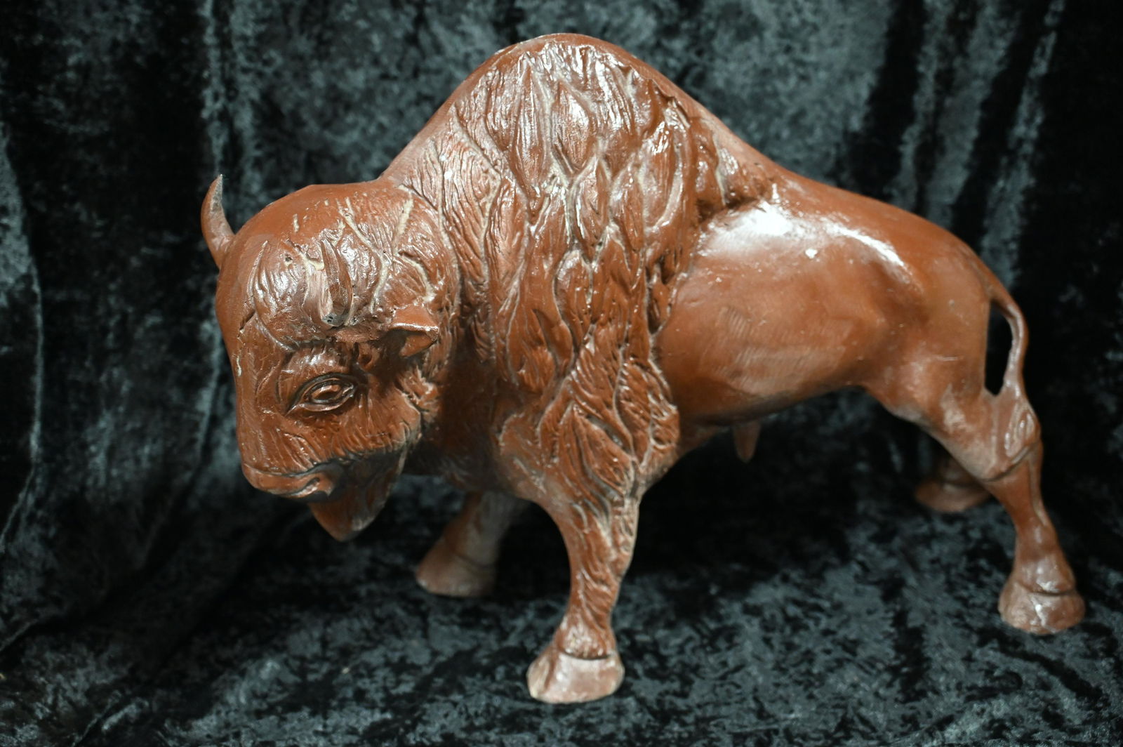 15 1/2" Tall Metal Buffalo Statue.  20" Long and not sure of the metal used, it's not magnetic. (1 of 6)