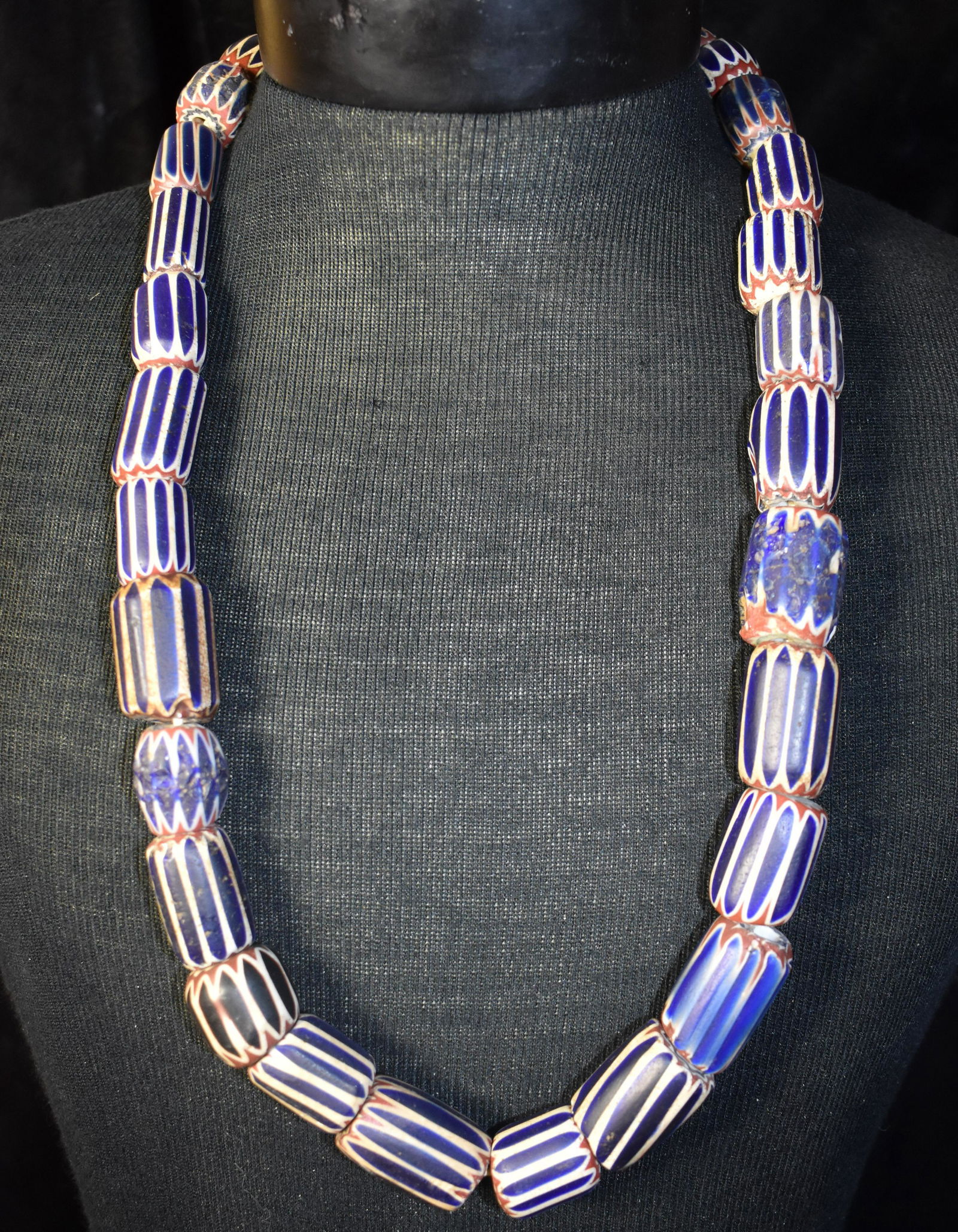 30" Strand Necklace of Large Chevron Beads (1 of 6)