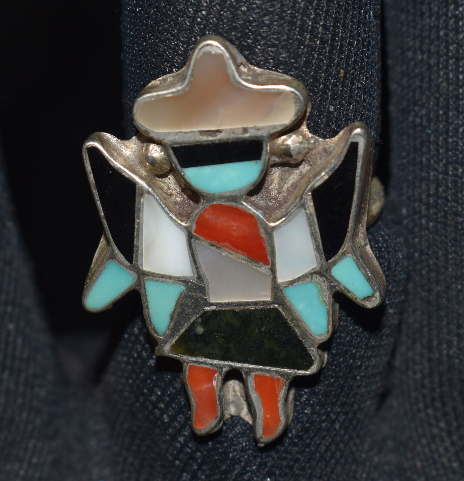 Superior Vintage 1970's Zuni Sterling Ring, Signed L Shetima Size 6 (1 of 4)