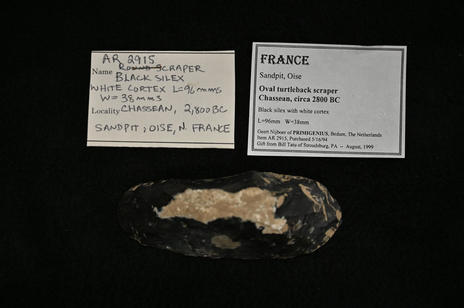 3 3/4" Oval Turtleback Scraper Found in France (1 of 7)