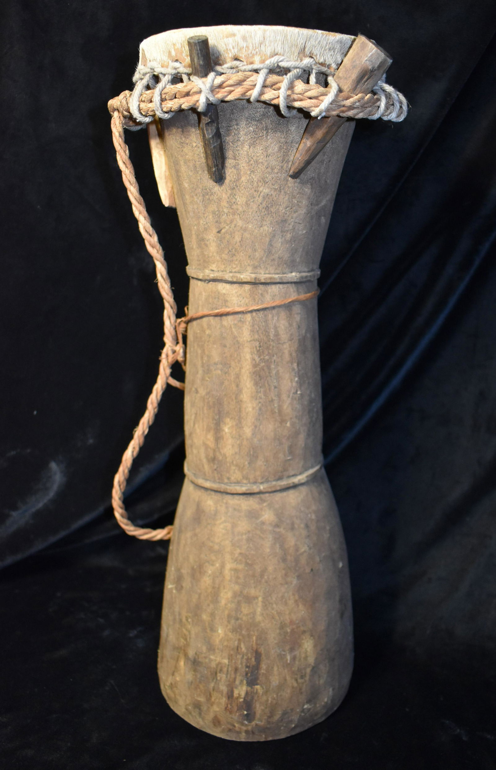 21 3/8" Pegged Vintage Tribal African Hand Drum (Very Good Condition) (1 of 6)