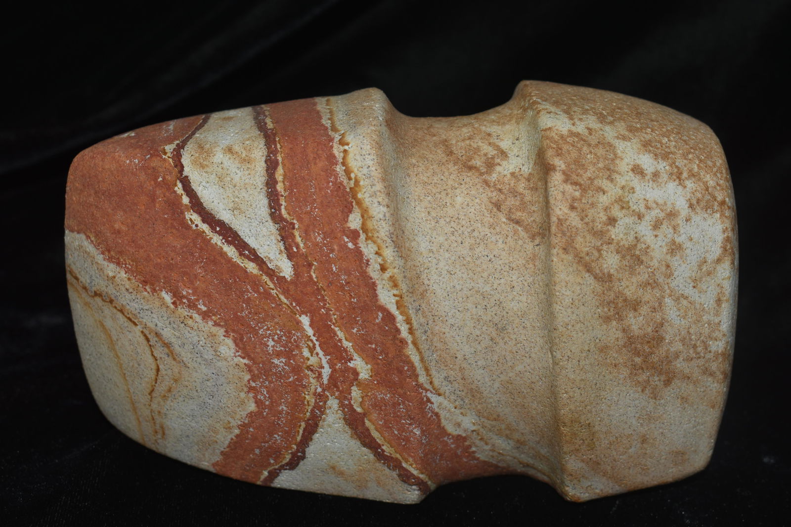 Beautiful 6 1/8" Modern 3/4 Groove Axe made of a Colorful Limestone (1 of 7)