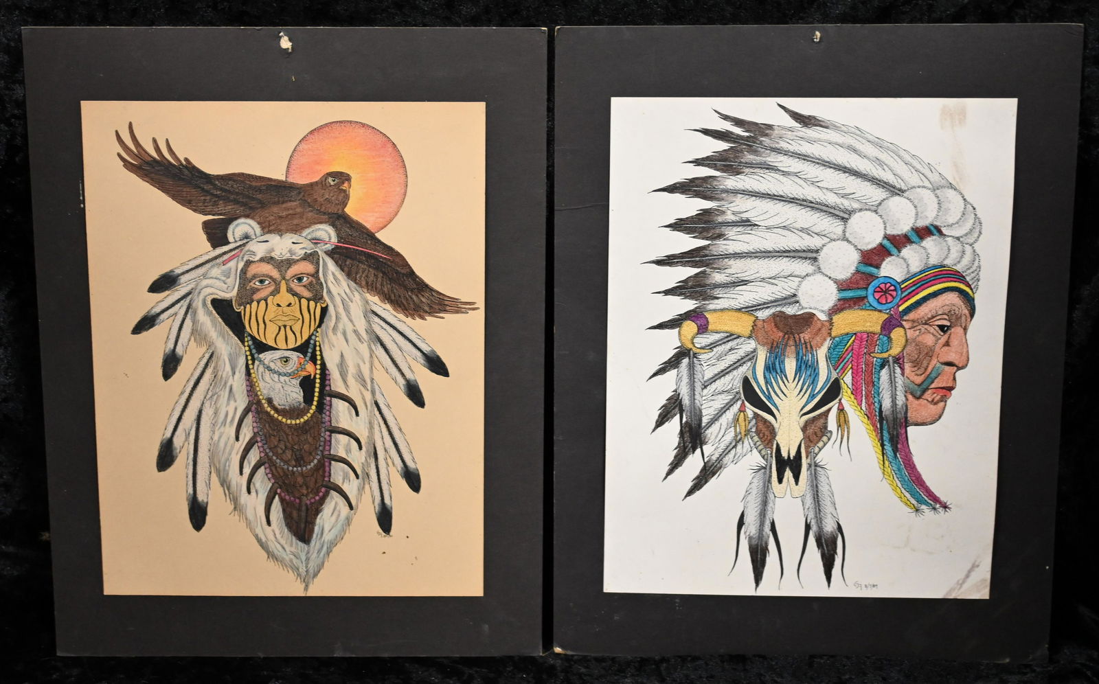 2 Original vintage Drawings from 1989 & 1990.  Signed and dated by the artist.  They measure 11" x (1 of 6)