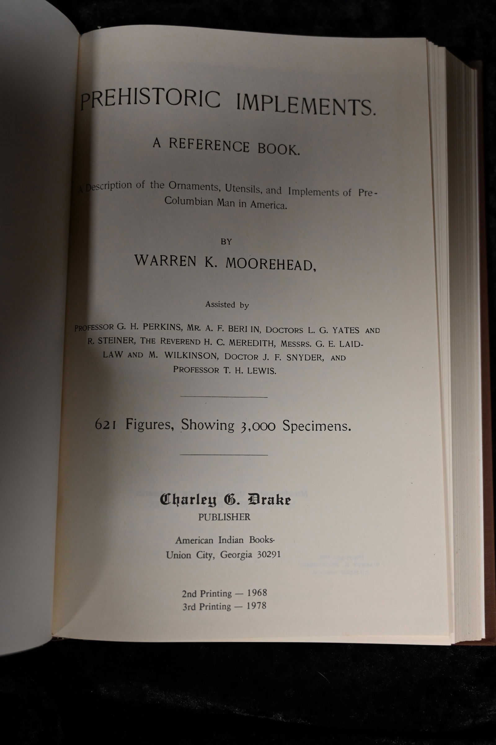 Prehistoric Implements a reference book by Warren K. Moorehead.  A description of the ornaments, (1 of 10)