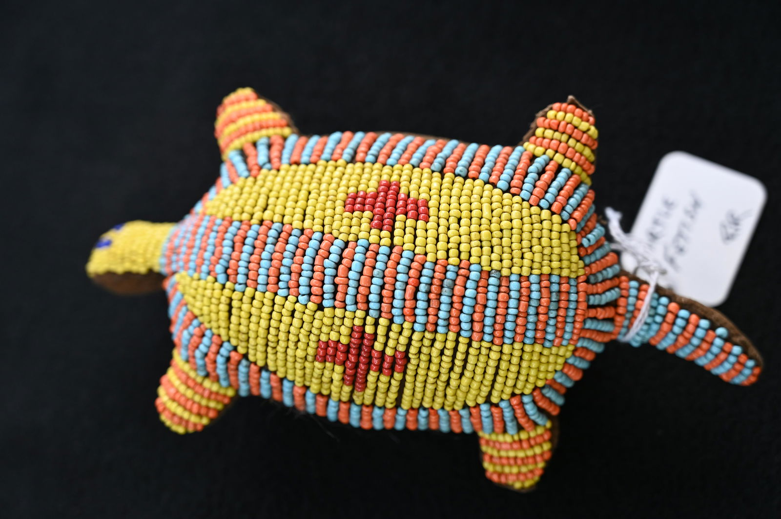 Beaded Turtle Figure.  Age and origin unknown.  Measures 7 inches from tail to head. (1 of 5)