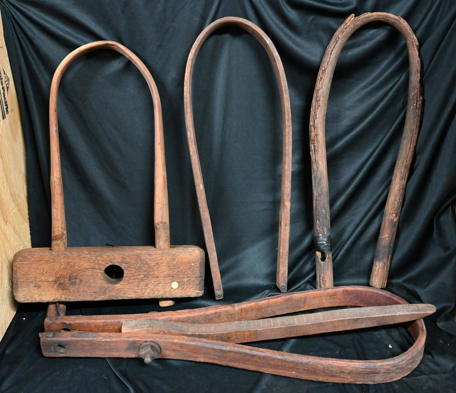 Group of 4 Ox Yoke Bows of all different types. Would have been used on Yokes to wrap around the Ox: Group of 4 Ox Yoke Bows of all different types. Would have been used on Yokes to wrap around the Ox in the 1800's.