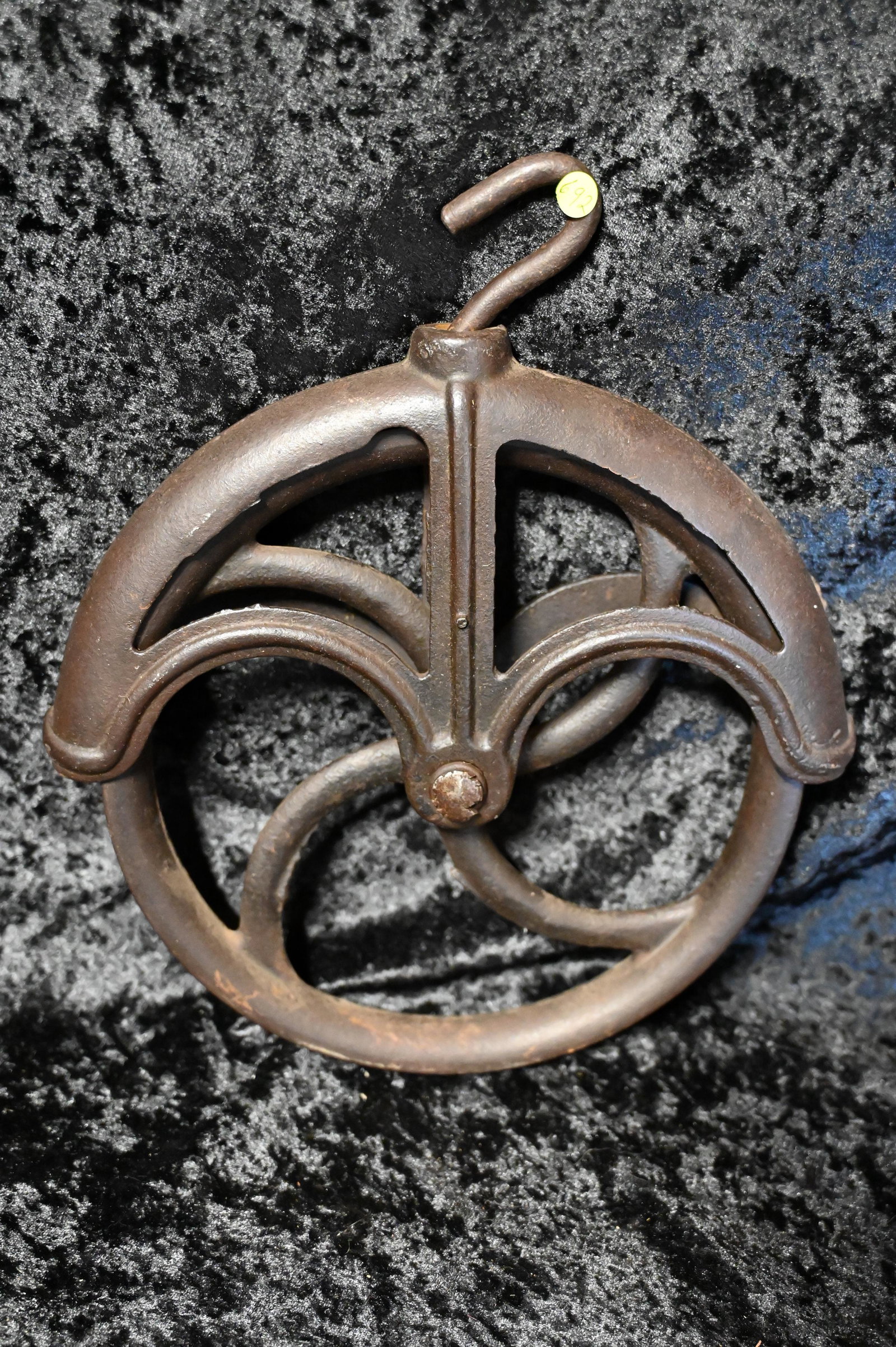 Vintage Hay Pulley. This would of been mounted on a track in the ceiling of the second floor of a: Vintage Hay Pulley. This would of been mounted on a track in the ceiling of the second floor of a barn and used to lift hay up there for storage.