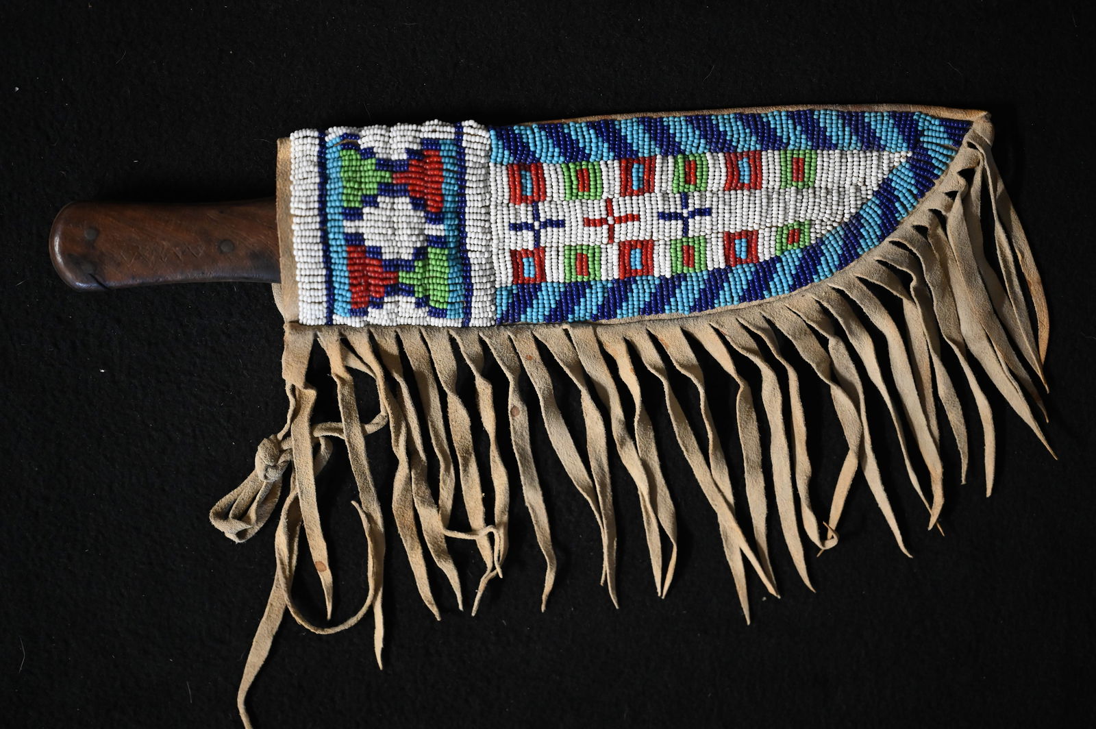 Beaded Sheath W/Old Knife engraved with a Swastica, Sun, and Roman Cross. (1 of 18)