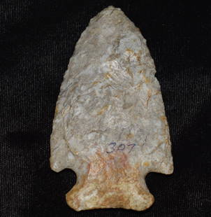 3 5/16" Hopewell Arrowhead found in Lincoln County, Missouri w/ Rodgers COA: 3 5/16" Hopewell Arrowhead found in Lincoln County, Missouri. Dwain papered this point as a stillwell. Locally we call these hopewell points generally falling in to the Snyders or Gibson families. Ex