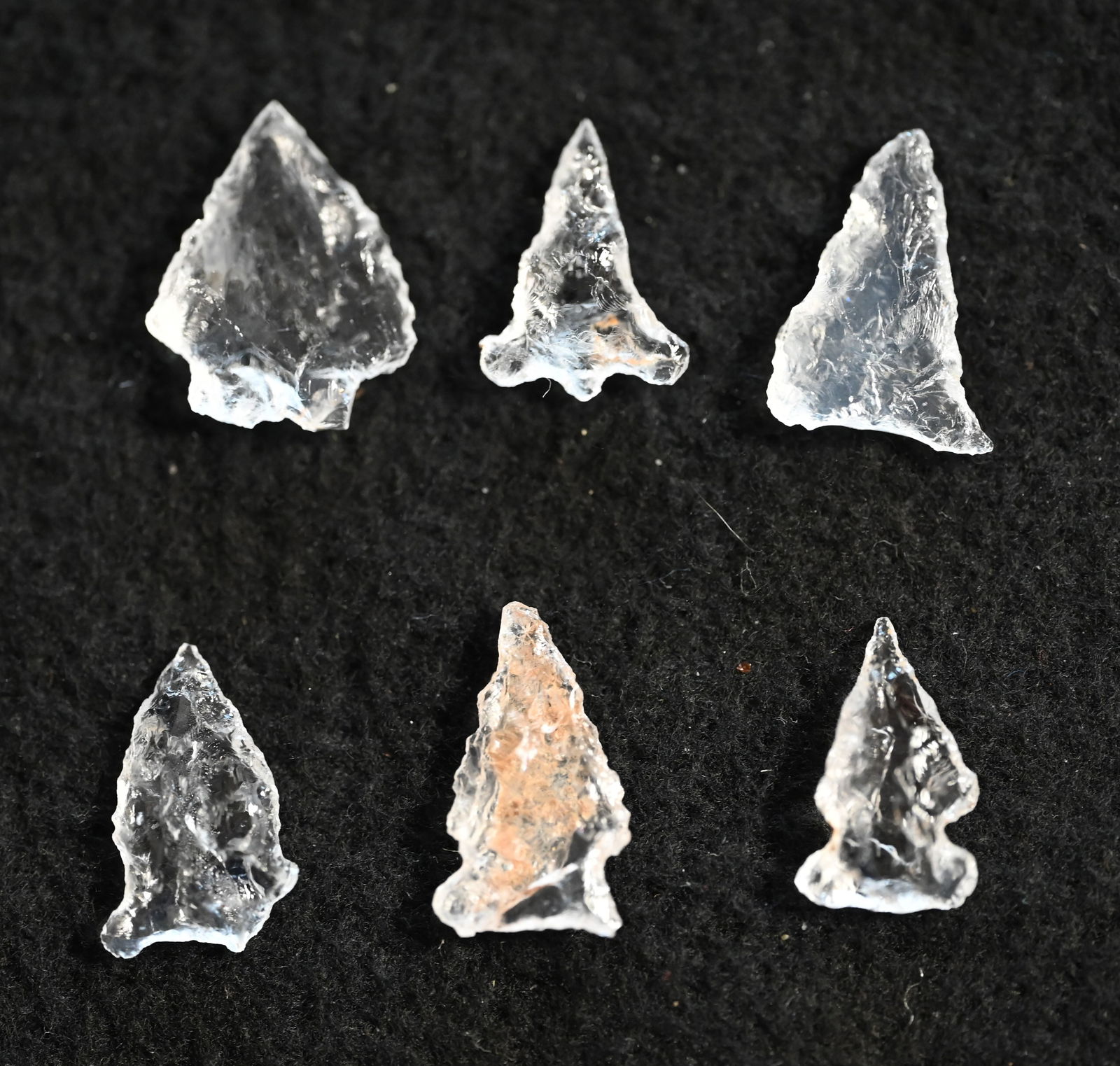 6 Translucent Bird Points Found in the Northwest Longest is 3/4" Ex: Walt McIntyre Collection (1 of 6)
