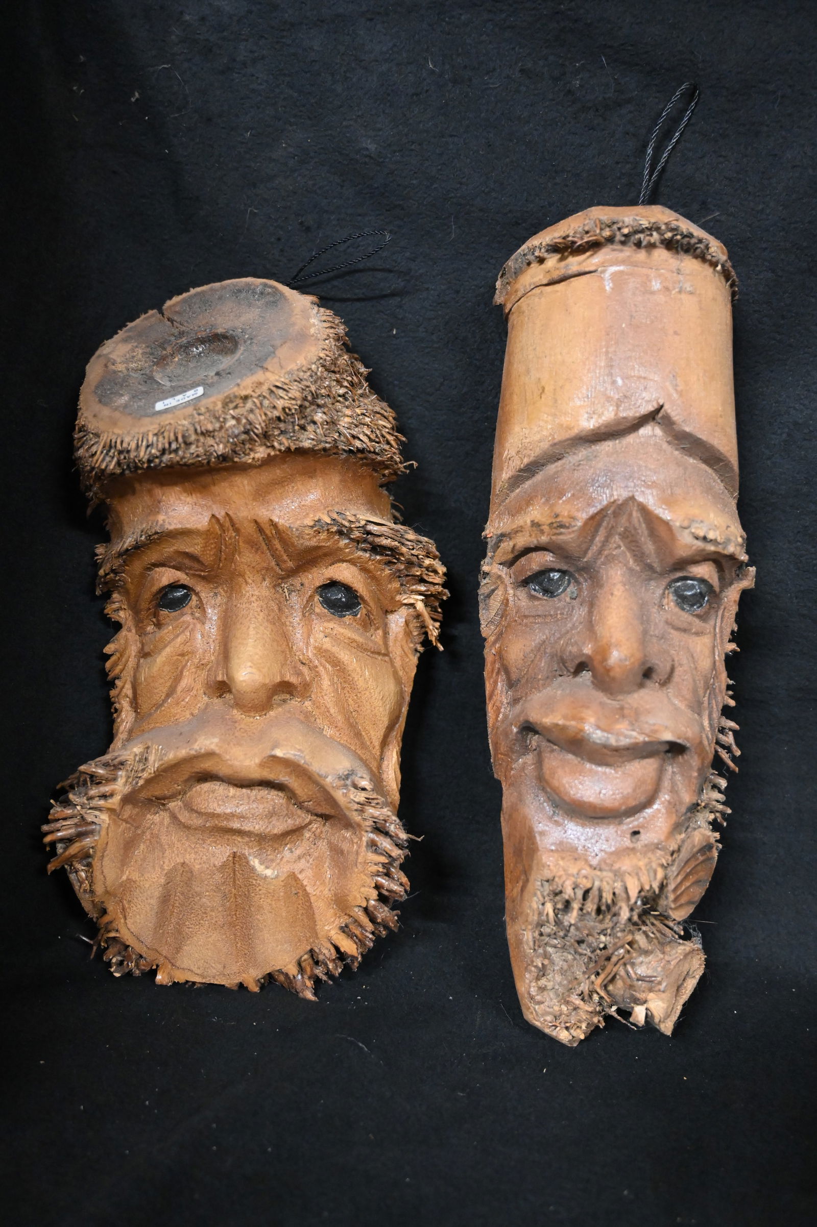 Hand Carved Face Made of Bamboo Root.  Set of 2 Carvings of an Old Man's Face Handmade in Indonesia (1 of 6)
