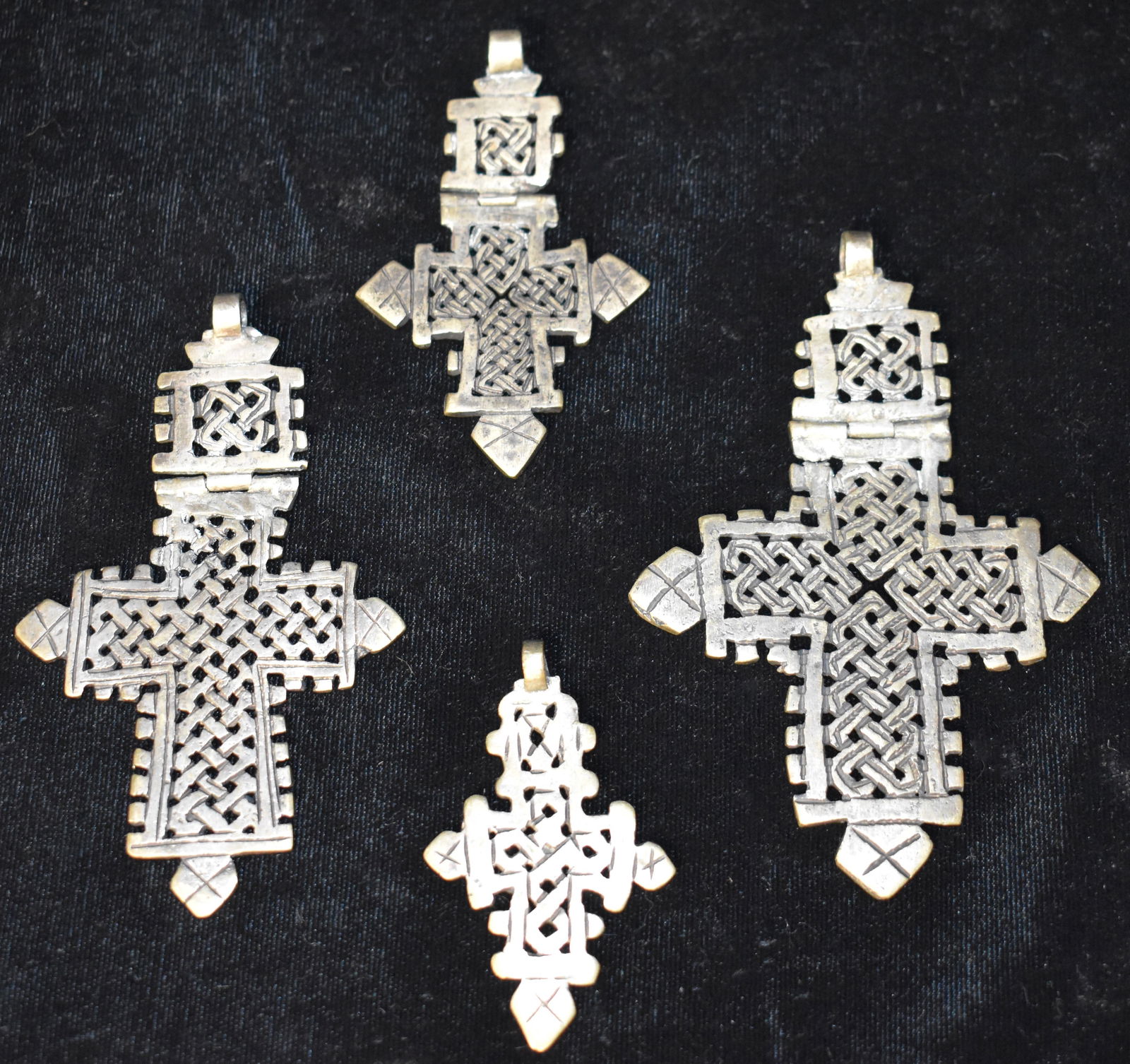 4 Ethiopian Silver Coptic Crosses circa 1920's (1 of 4)