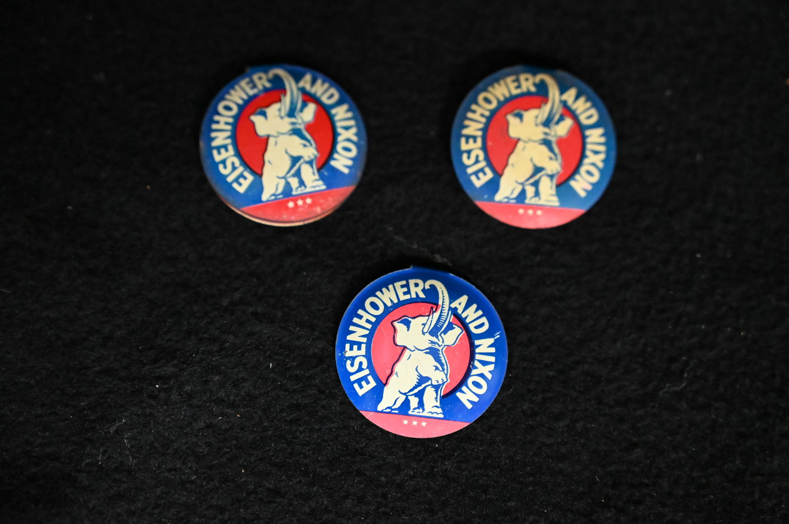 3 Dwight Eisenhower and Richard Nixon Campaign Pins. (1 of 2)