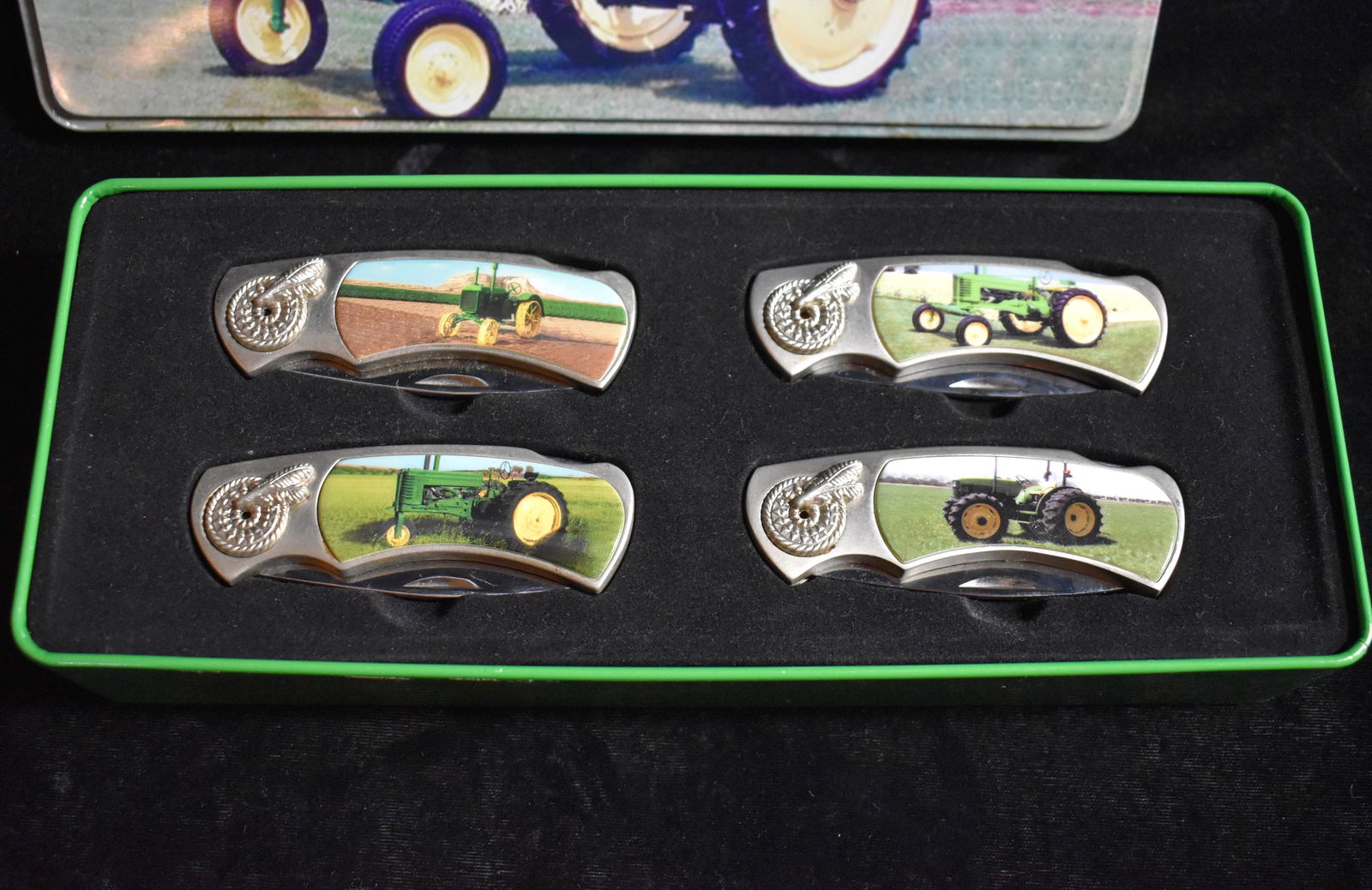 4pc Pocket Knife Tractor John Deere Farm All Collector Tin (1 of 3)