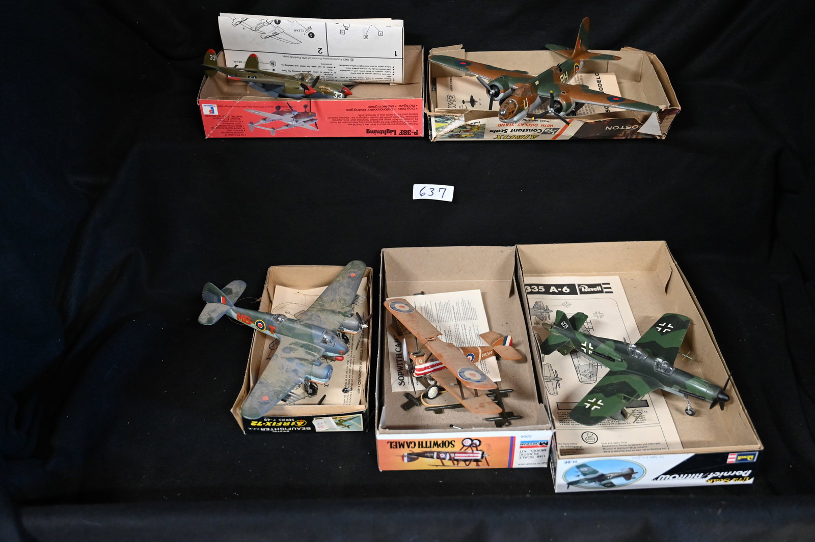 Group of 5 Vintage Model Airplanes with the original boxes.  The planes may be missing some parts or (1 of 6)