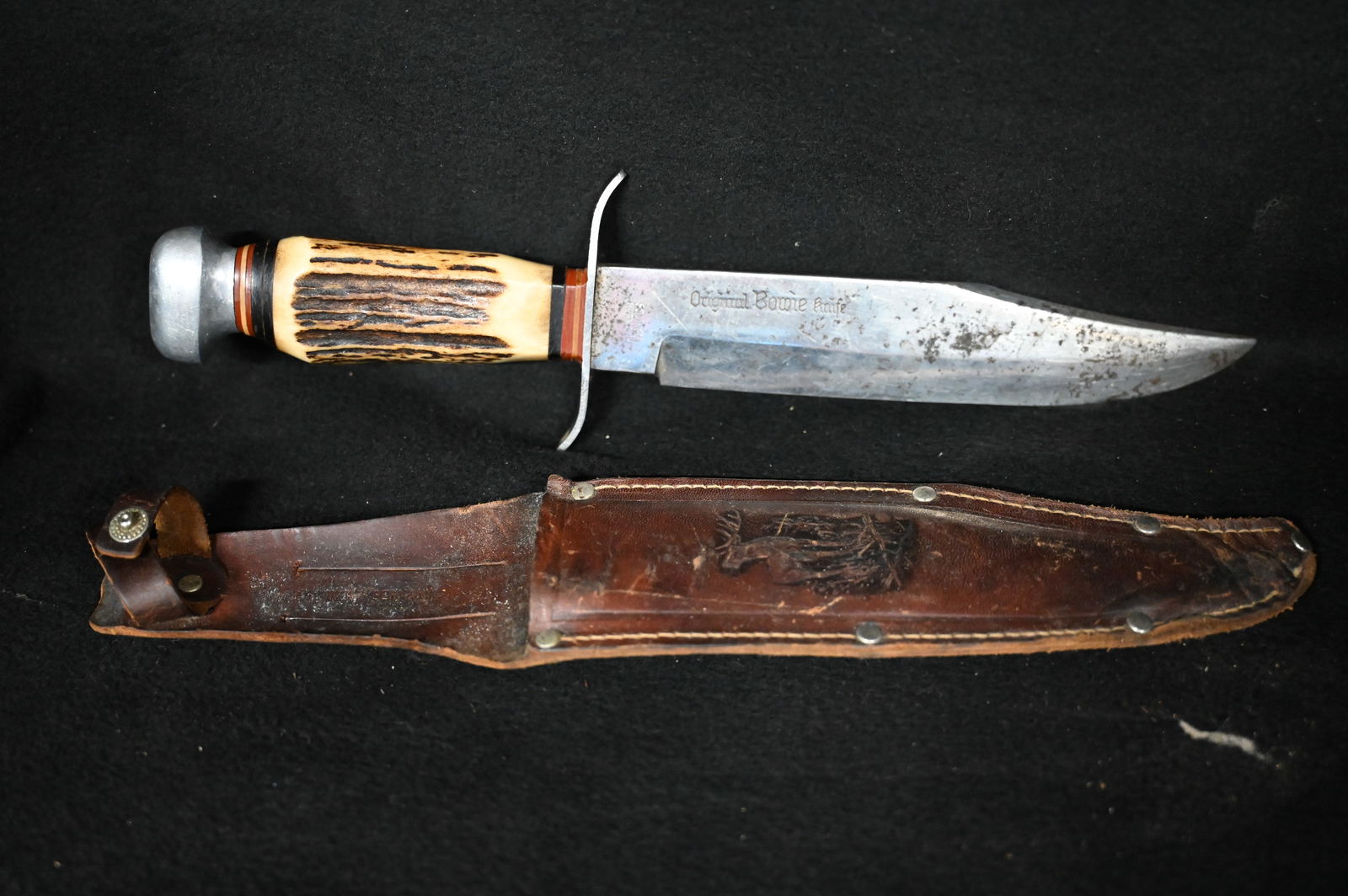 11 3/4" Original Bowie Knife Sabre Monarch Made in Solingen Germany with a Stag antler handle and (1 of 13)
