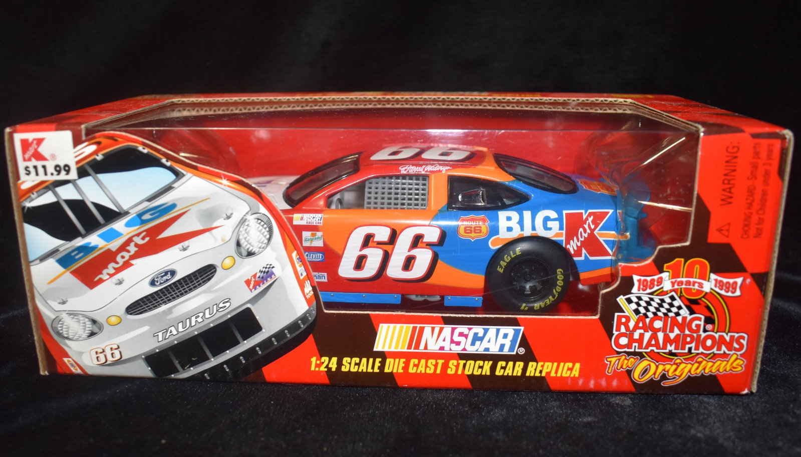 1999 NASCAR BIG KMART 1:24 Scale Die Cast: 1999 NASCAR BIG KMART 1:24 Scale Die Cast Racing Champions The Originals. Never removed from its box. Car and Box are in New condition.