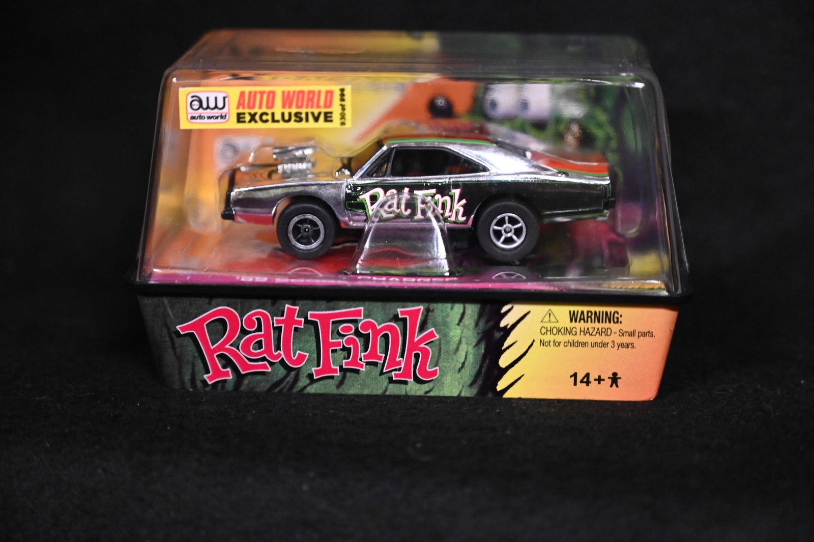 Auto World Rat Fink XTraction Ultra-G 69 Dodge Charger Silver No.55 Exclusive No.930 of 996. Brand: Auto World Rat Fink XTraction Ultra-G 69 Dodge Charger Silver No.55 Exclusive No.930 of 996. Brand new unopened slot racing diecast car in mint condition produced in 2011. Character created by Ed "Big