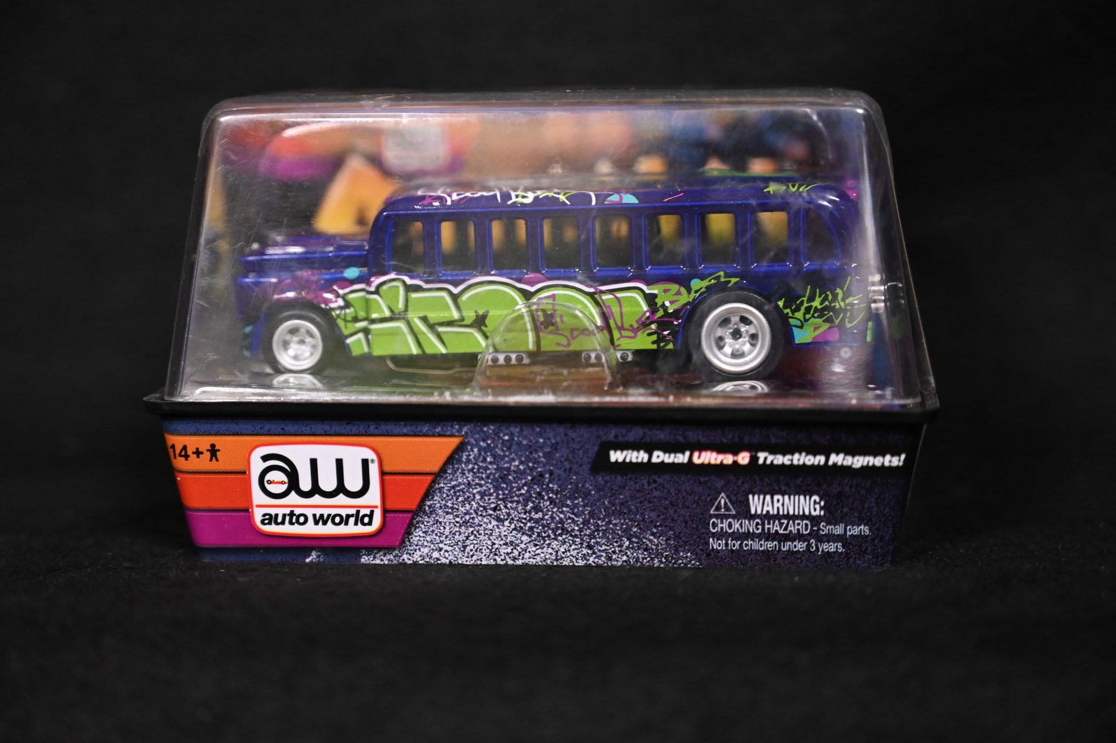 Auto World Carffiti School Bus No.22 Release 5 A Tom Donald Design. Brand new unopened slot racing: Auto World Carffiti School Bus No.22 Release 5 A Tom Donald Design. Brand new unopened slot racing diecast car in mint condition produced in 2011.