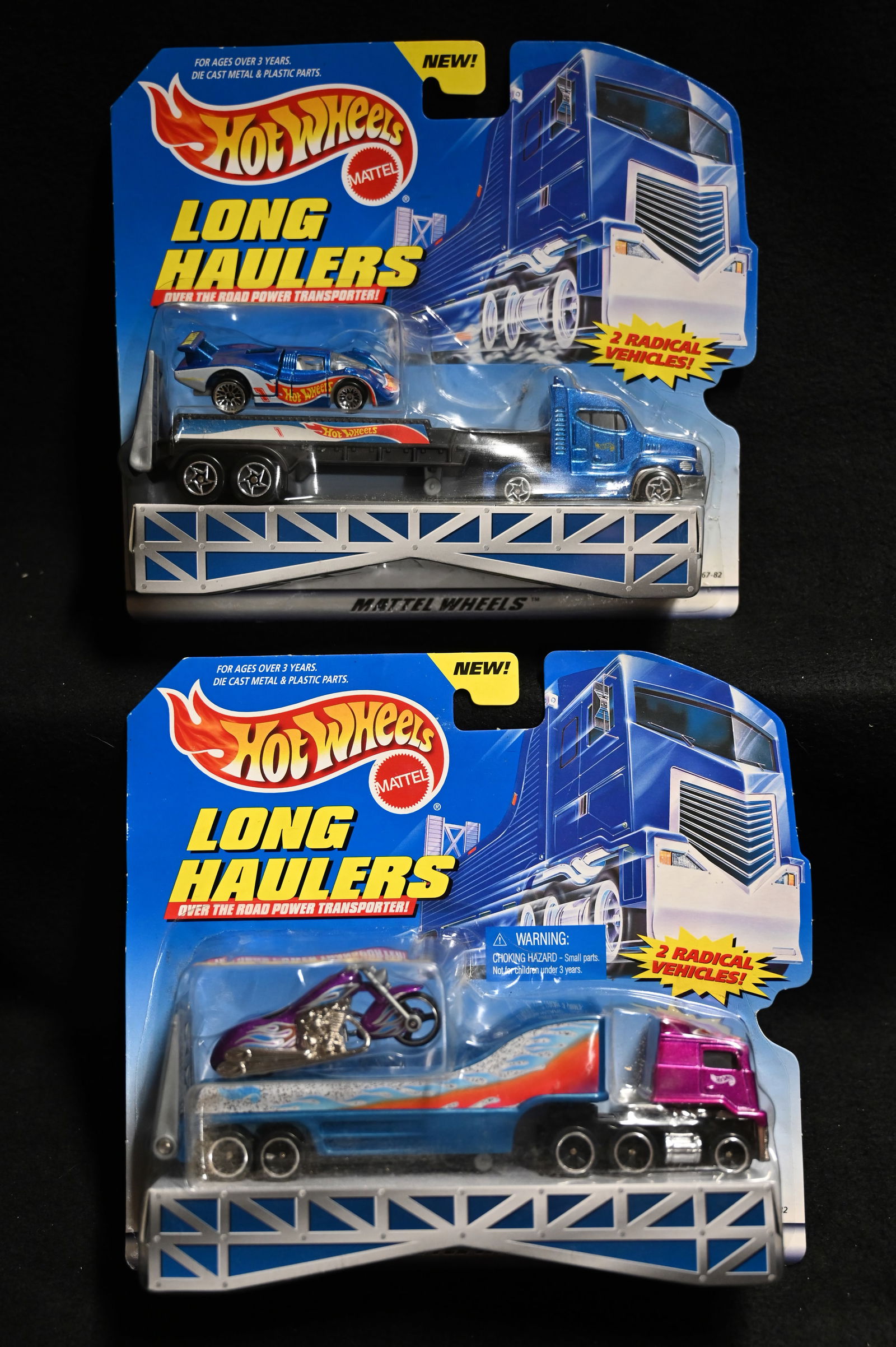 2 Hot Wheels 1998 Long Haulers Over The Road Power Transporters. Brand new in the original: 2 Hot Wheels 1998 Long Haulers Over The Road Power Transporters. Brand new in the original packaging and unopened.