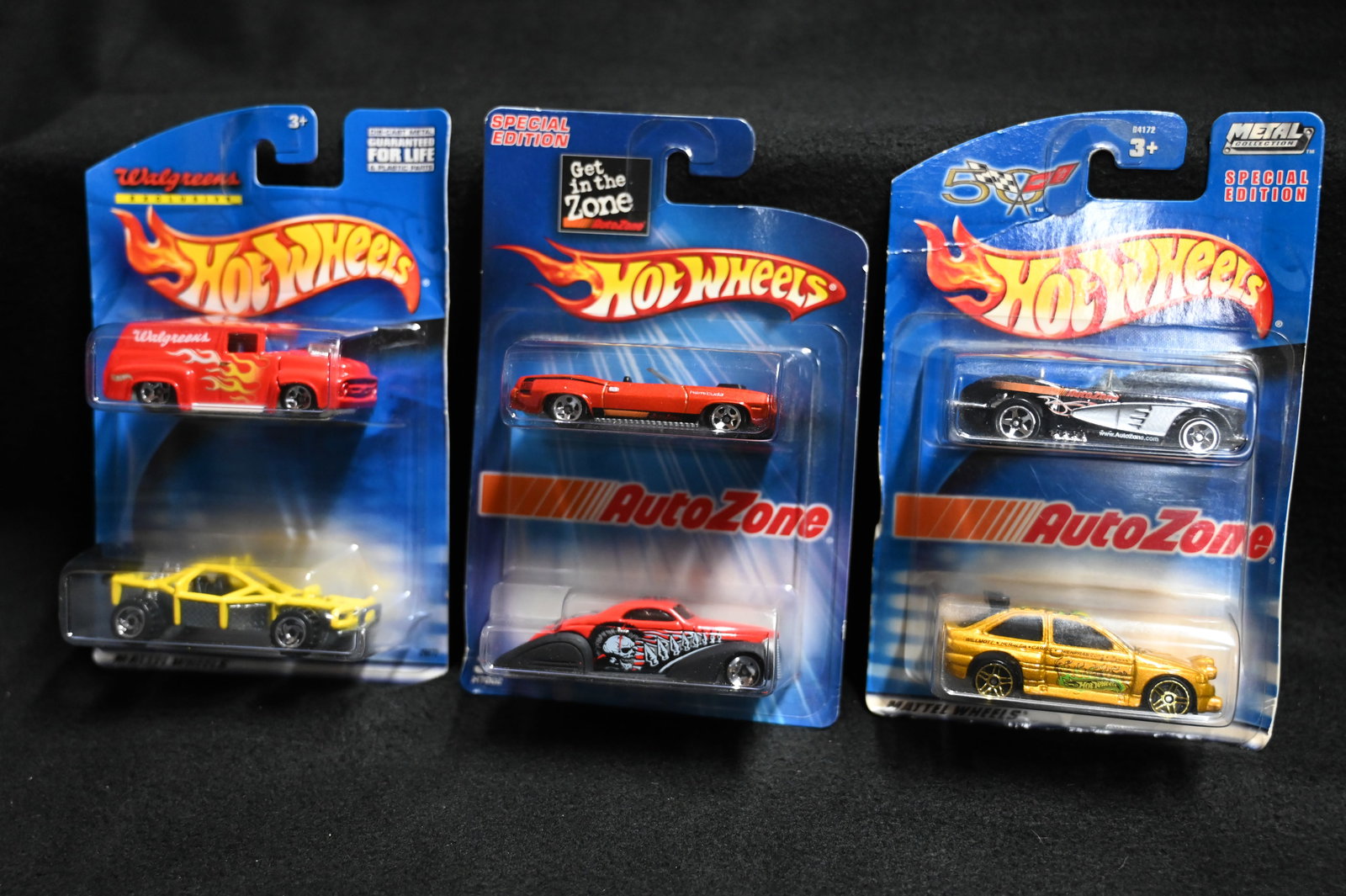 2000 Hot Wheels Walgreens Exclusive 2 Pack, 2002 AutoZone Special Edition Metal Collection 2 Pack, & (1 of 5)