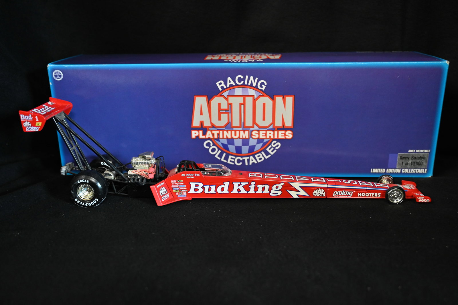 1996 Kenny Bernstein 1:24 Scale Action Platinum Series NHRA Racing Collectables Limited Edition 1 of: 1996 Kenny Bernstein 1:24 Scale Action Platinum Series NHRA Racing Collectables Limited Edition 1 of 10,000 the dragster and box are in great condition.