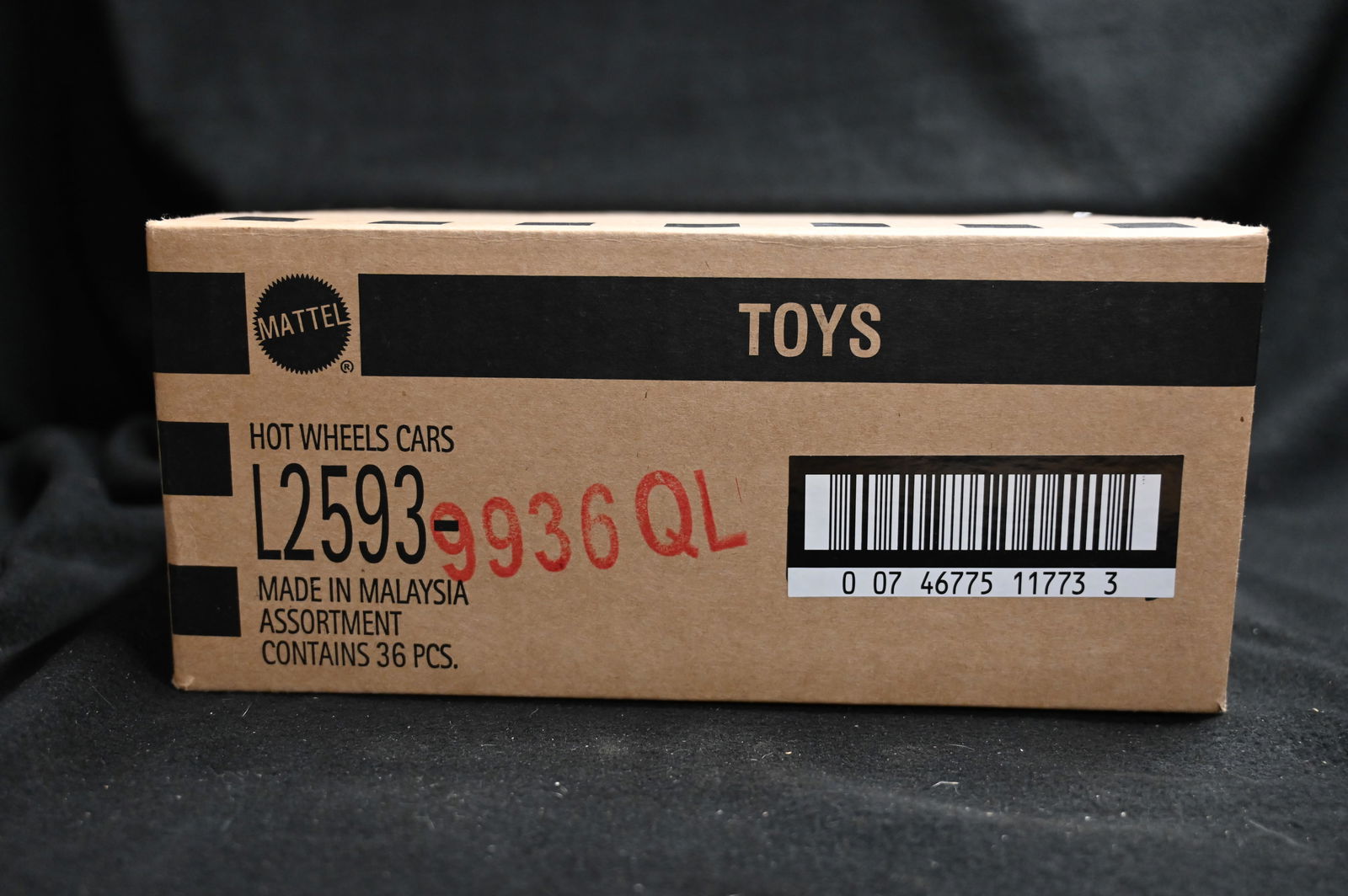 Hot Wheels 36 Cars Assortment Box by Mattel: Mattel Hot Wheels Assortment contains 36 cars. We use a stock photo of an open box as reference to what's in the box. The cars in the photo are not the exact cars in the box. All cars are brand new an