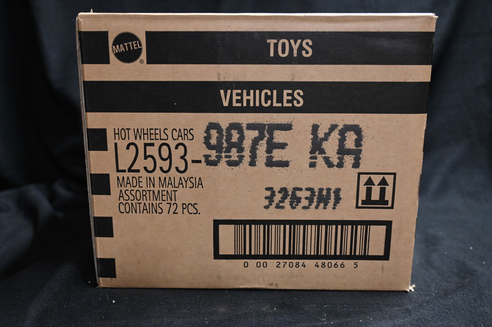 Hot Wheels 72 Cars Assortment Box by Mattel: Mattel Hot Wheels Assortment contains 72 cars. We use a stock photo of an open box as reference to what's in the box. The cars in the photo are not the exact cars in the box. All cars are brand new an