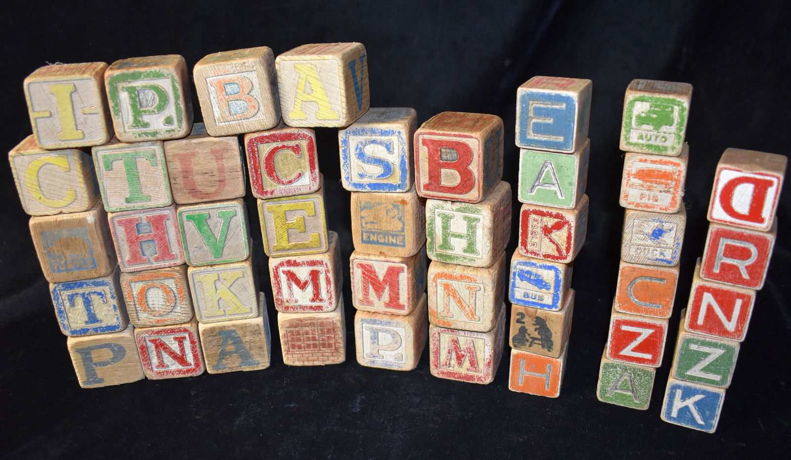45 Antique Wooden Children's Alphabet Blocks (1 of 7)