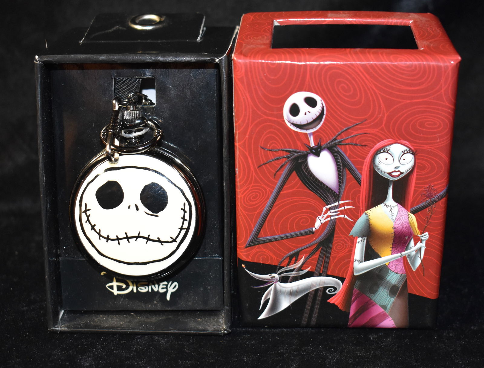Rare Disney Accutime Nightmare Before Christmas Jack Skellington Pocket Watch: Rare Disney Accutime Nightmare Before Christmas Jack Skellington Pocket Watch. New in the Box. May need a battery if it isn't a true wind up. This particular watch is hard to find.