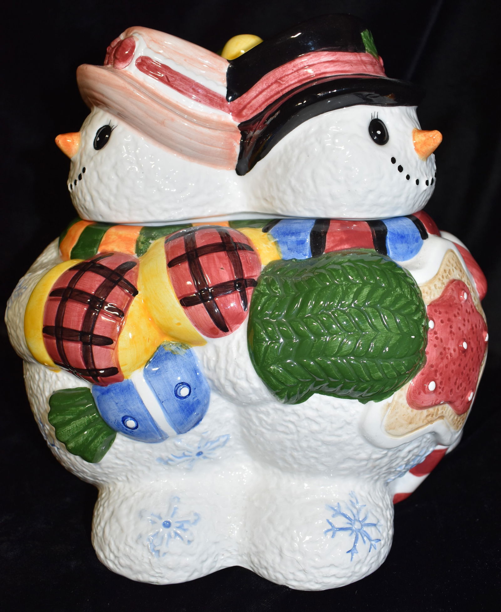 Large 3 Sided Snowman Cookie Jar From The Cardinal Collection (1 of 6)