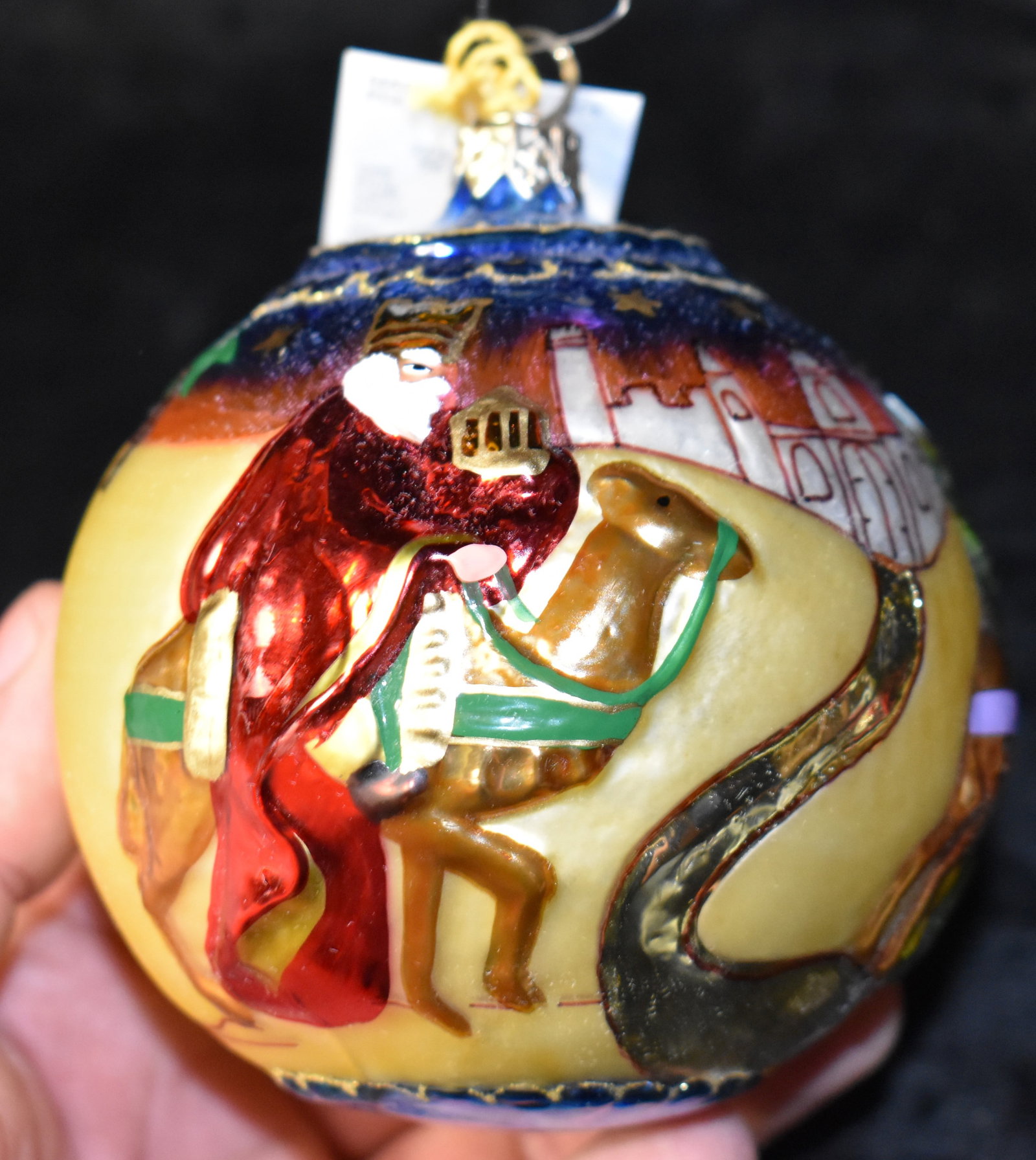 Vintage 5" Kurt S Adler Three Kings Christmas Ornament: Vintage 5" Kurt S Adler Three Kings Christmas Ornament. 1990's in excellent (like new) condition w/ original price tag. From the Polonaise Collection. Made in Poland by Komozja. Hand Blown Glass Ornam