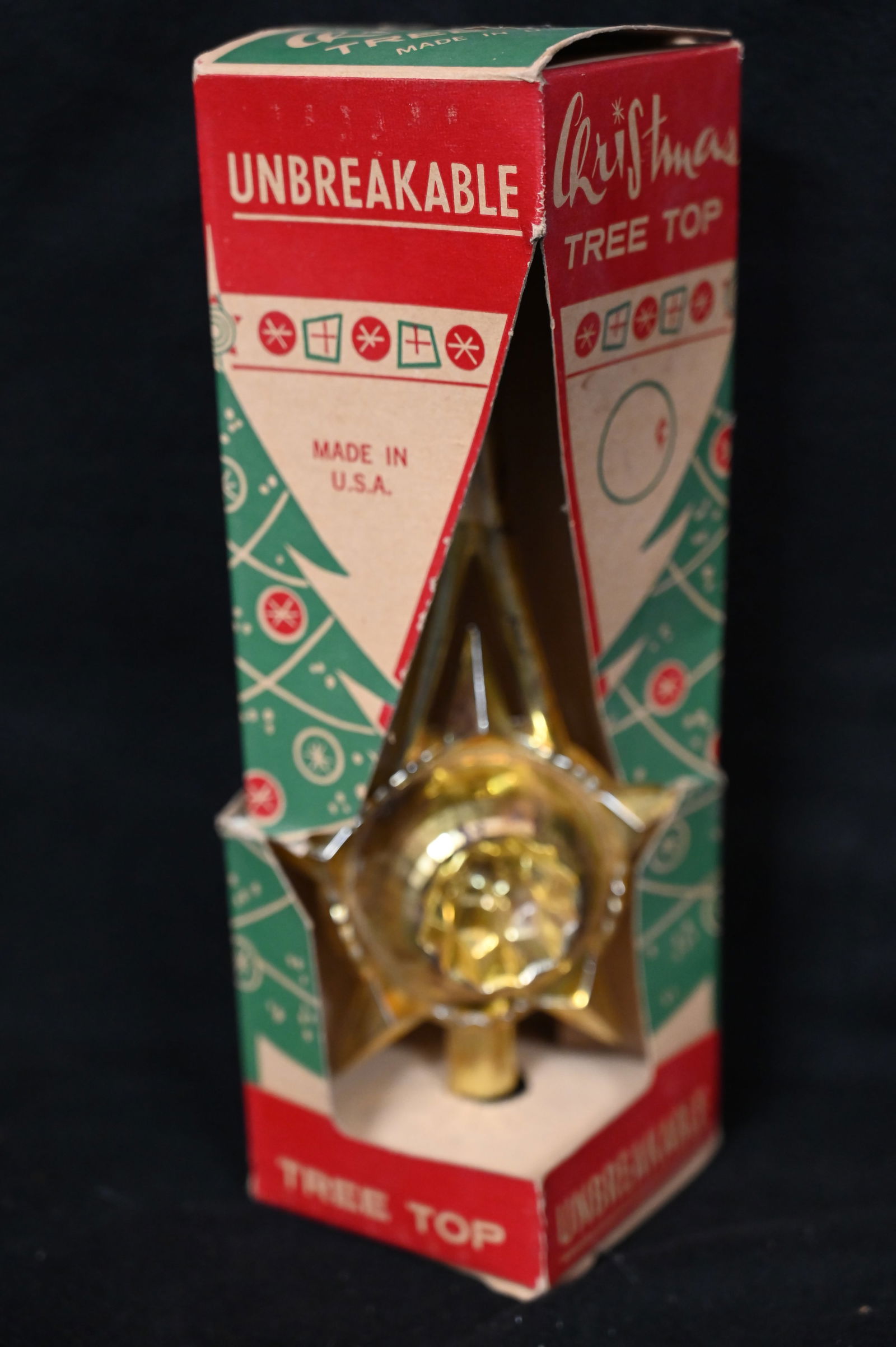 Bradford Vintage Unbreakable Christmas Tree Topper Gold Color. (1 of 5)