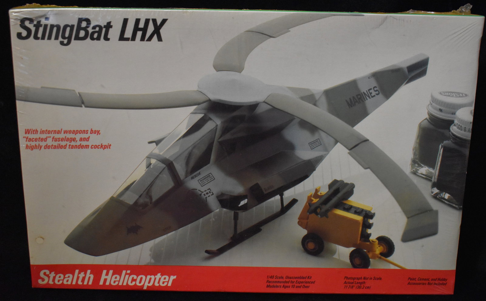 1989 Stingbat LHX Stealth Helicopter 1/48 Scale Model Kit by Testors NIB (1 of 3)
