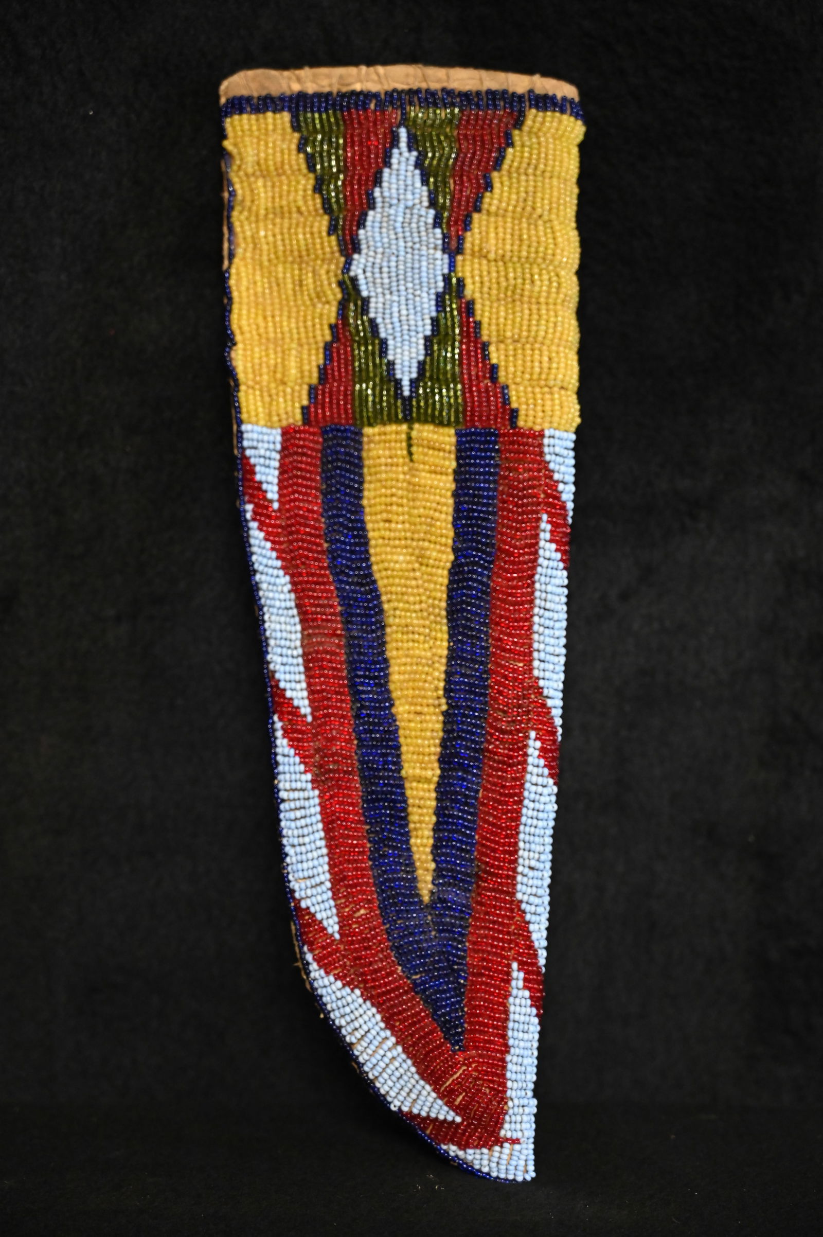 Beautiful Beaded Leather Knife Sheath Measures 11 3/4" Long. (1 of 5)