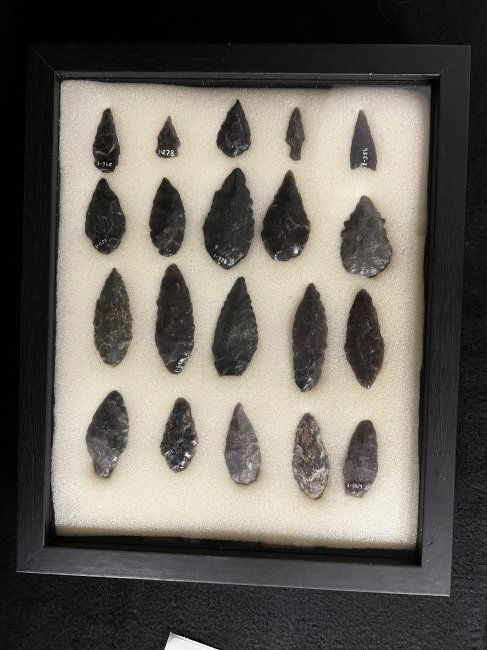 Frame of 20 Arrowheads Found in Lake Co. California by Venn Keeling on and near Bartlett Mountain An (1 of 6)