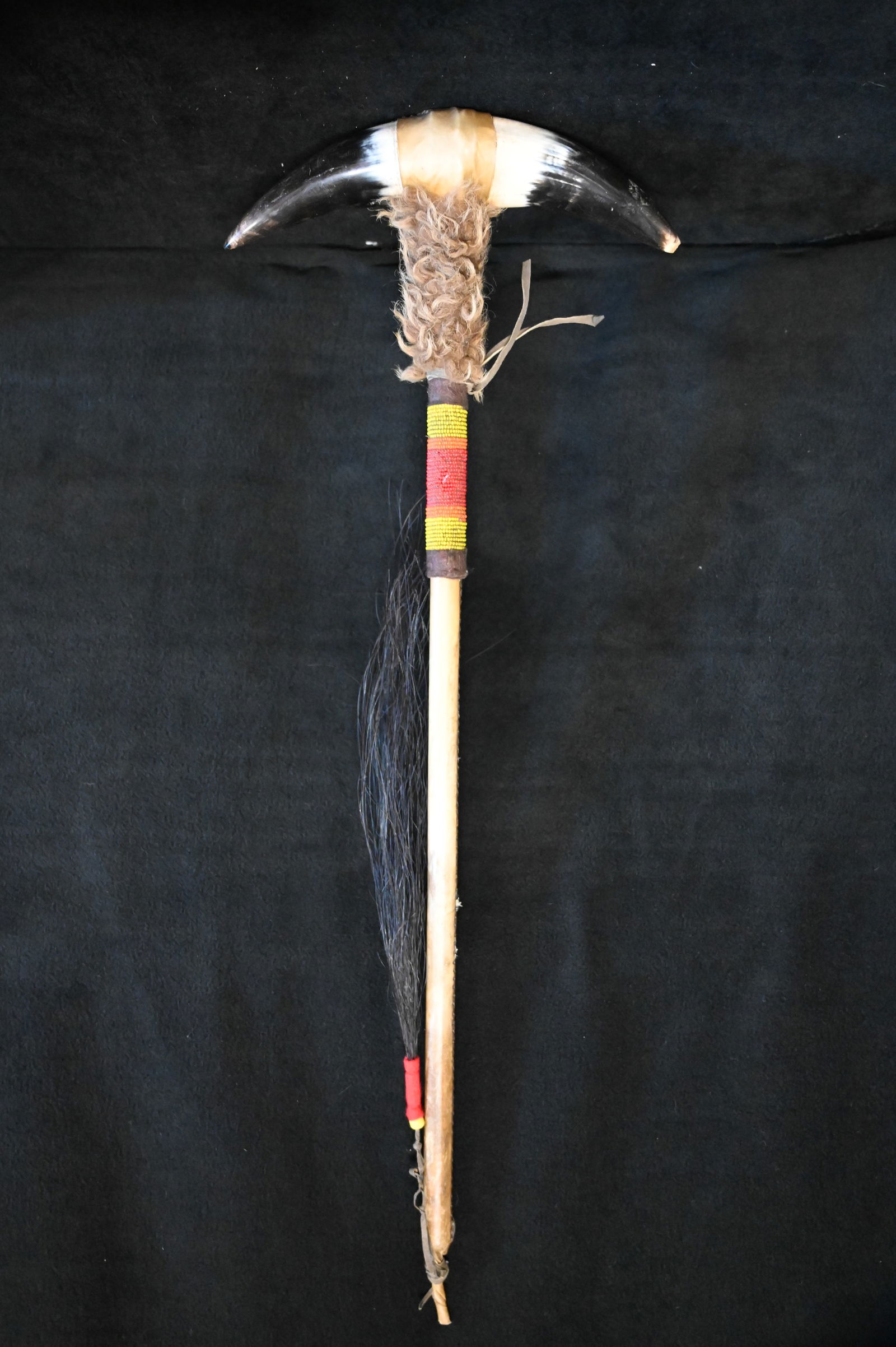 Dance Horn with Beaded Handle and Horse Hair Drop (1 of 9)