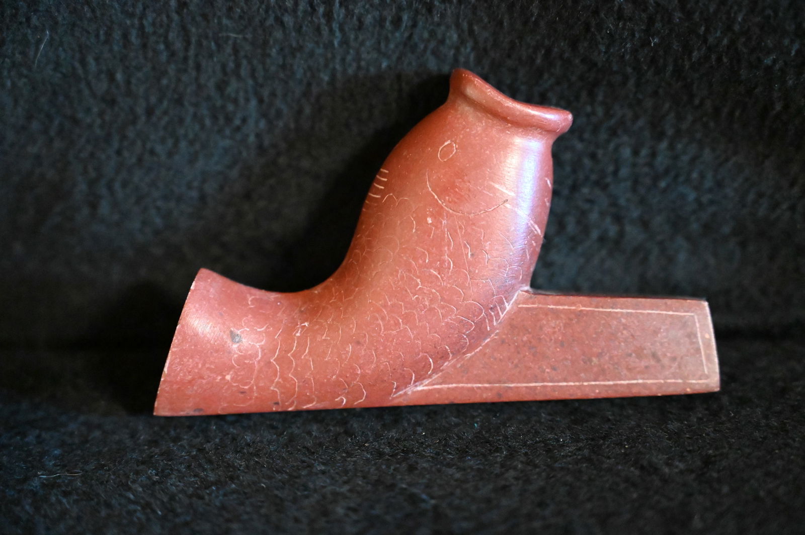 Catlinite Fish Pipe Bowl 3 7/8" Long. (1 of 6)