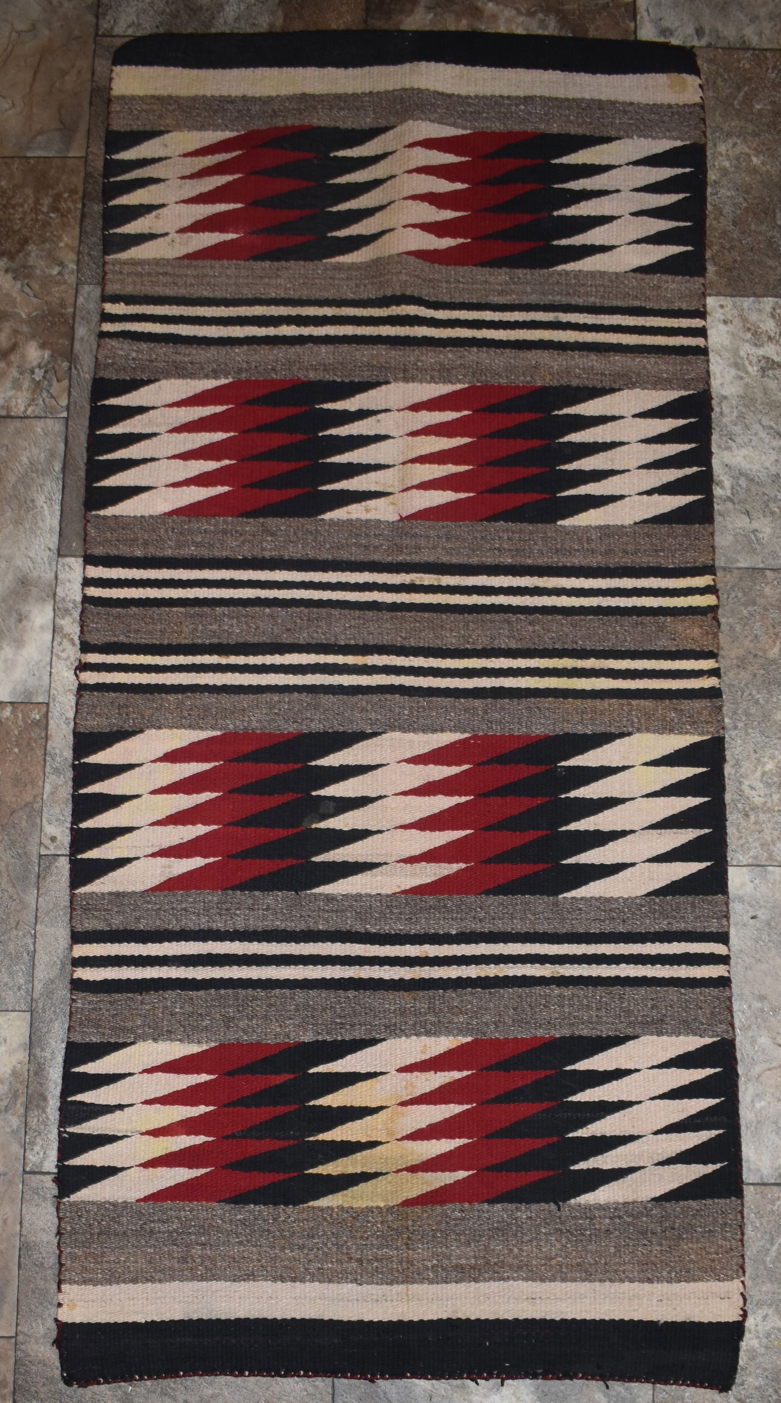 58 X 28 1/2" Vintage Hand Woven Navajo Rug Auction