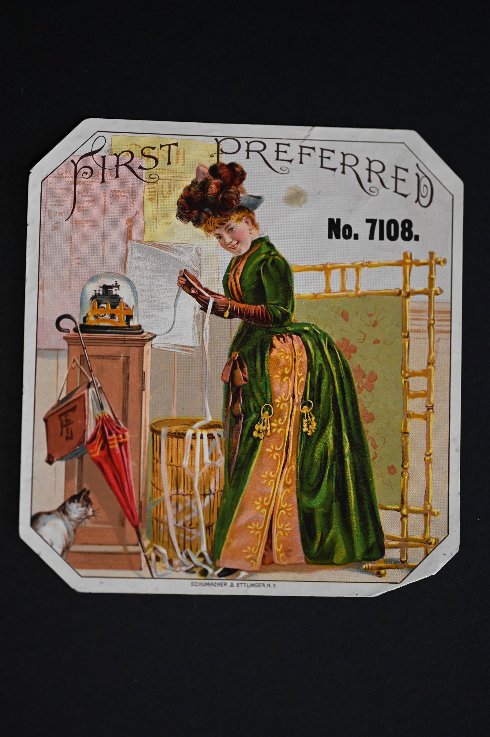 First Preferred Vintage Cigar Label Stone Lithograph Art Dated from the late 1800's to early 1900's. (1 of 2)