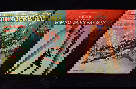 JAMES BOND 007 - Casino Royale, Thunderball, For Your Eyes Only 4 Albums: JAMES BOND - For Your Eyes Only 1981 LOO 1109. Excellent condition. JAMES BOND - Casino Royale Original 1967 COMO 5005 Burt Bachrach/Herb Alpert (light scratches.; Thunderball 1965 OAL 4132 (light scr