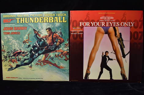 JAMES BOND 007 - Casino Royale, Thunderball, For Your Eyes Only 4 Albums: JAMES BOND - For Your Eyes Only 1981 LOO 1109. Excellent condition. JAMES BOND - Casino Royale Original 1967 COMO 5005 Burt Bachrach/Herb Alpert (light scratches.; Thunderball 1965 OAL 4132 (light scr