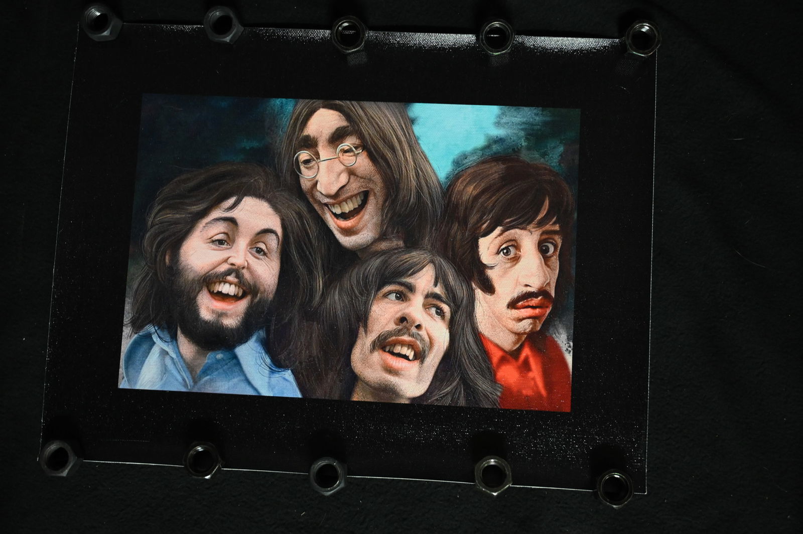 The Beatles Canvas Poster.  Elongated faces which gives a cartoon like appearance.  Measures 11 7/8" (1 of 5)