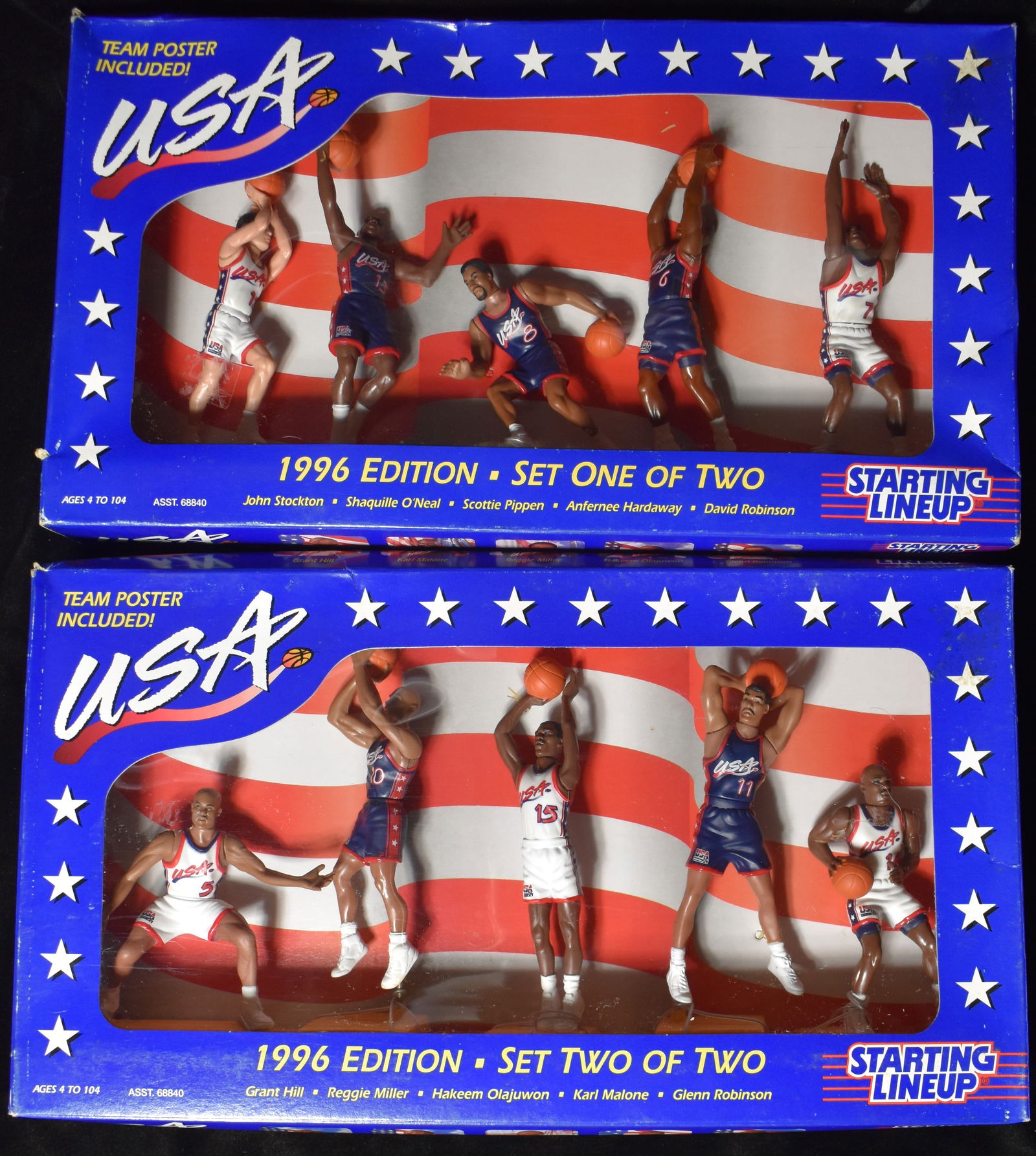 Starting Lineup 1996 Dream Team USA Set 1 & 2 Shaq, Pippen, Robinson - NIB (1 of 6)