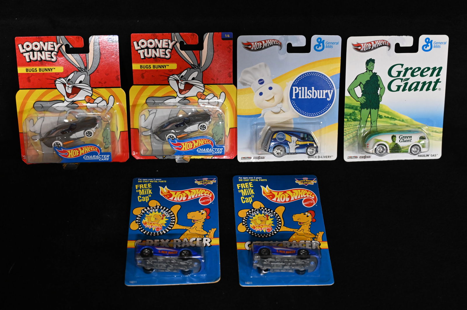 2 Bugs Bunny Hot Wheels Character Cars 2016,  General Mills 2012 Pillsbury and Green Giant, 2 C-Rex (1 of 4)