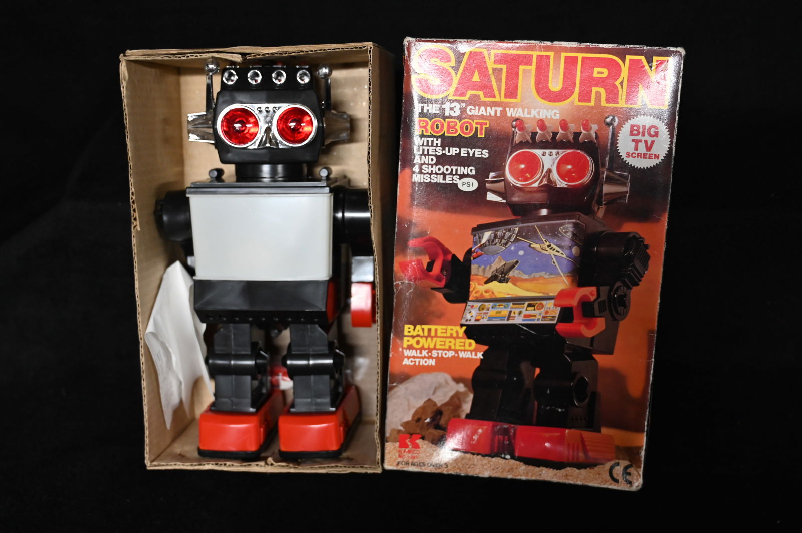 Vintage Saturn Giant Walking Robot With Box By Kamco,