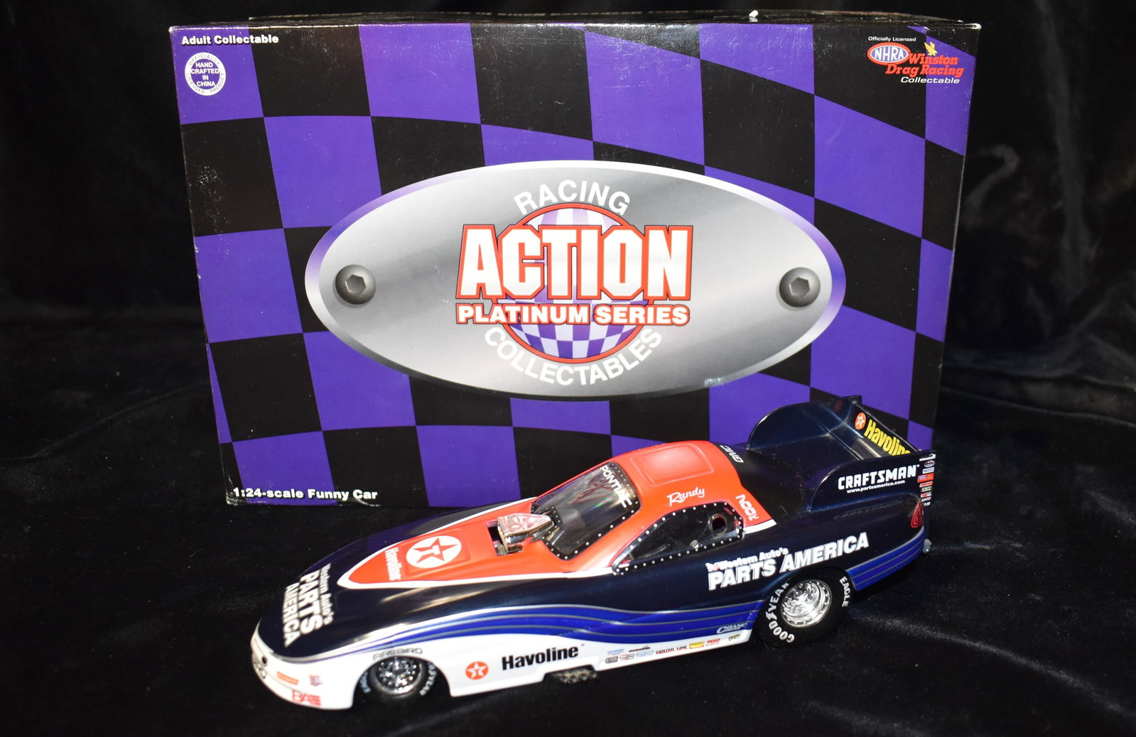 ACTION Platinum RANDY ANDERSON Western Auto 1997 Pontiac Funny Car 1:24 Scale: ACTION Platinum RANDY ANDERSON Western Auto 1997 Pontiac Funny Car 1:24 Scale. 1 of 4692. Excellent condition.