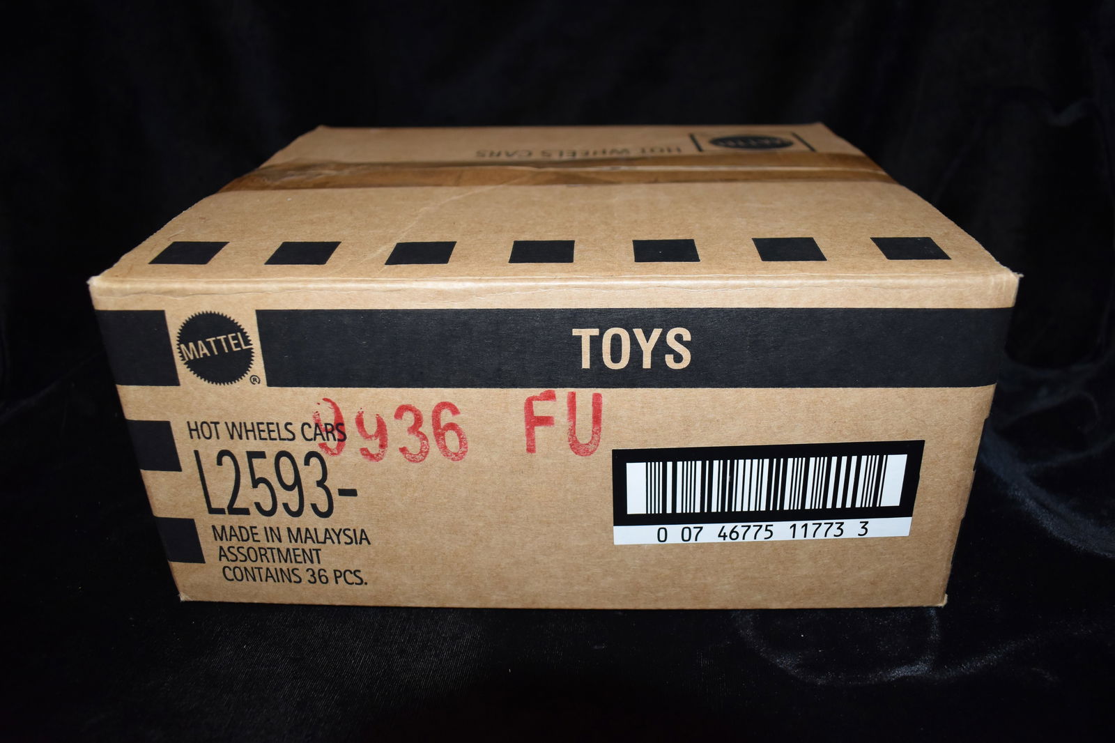 Mattel Hot Wheels Assortment contains 36 cars: Mattel Hot Wheels Assortment contains 36 cars. All cars are brand new and in their original card. The cars in the box probably don't match the numbers on the outside of the box. We made sure the numbe