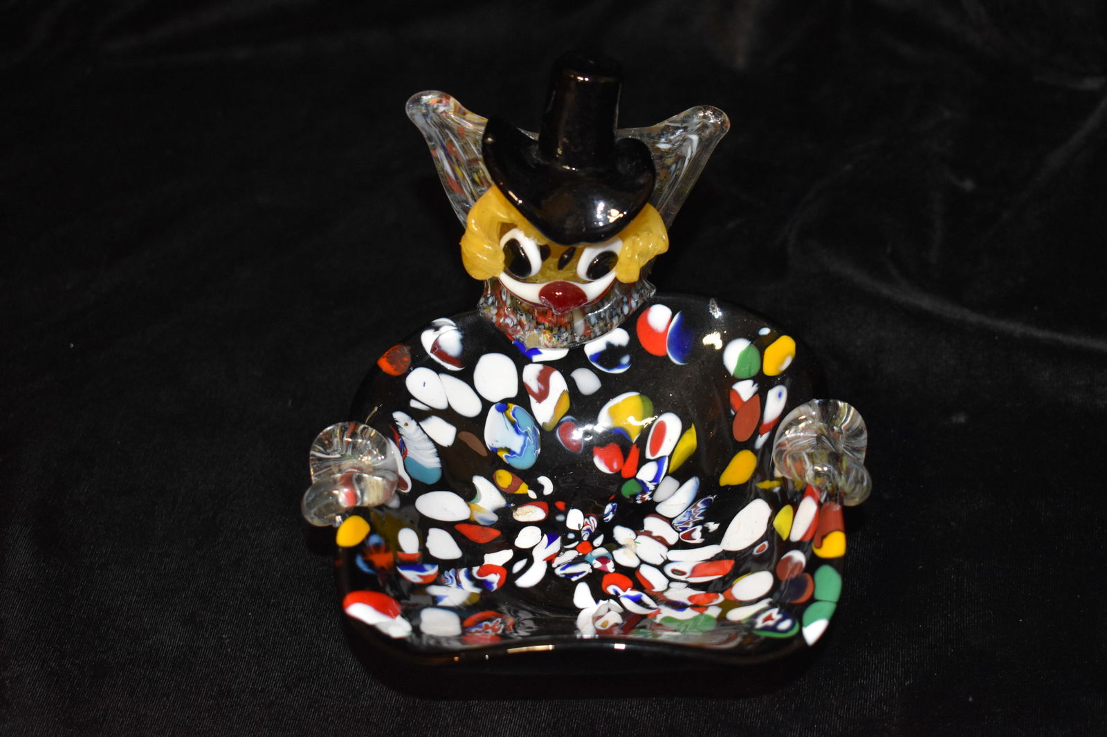 5 1/2" Venetian Murano Blown Glass Clown Ashtray (1 of 6)